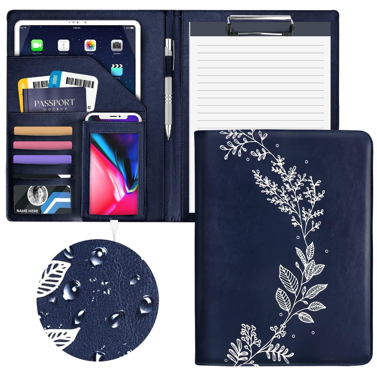 Premium Leather Portfolio Binder with Daily Planner - Professional Padfolio Organizer for Women & Men - Ideal for Business Meetings, Interviews, and Office Use