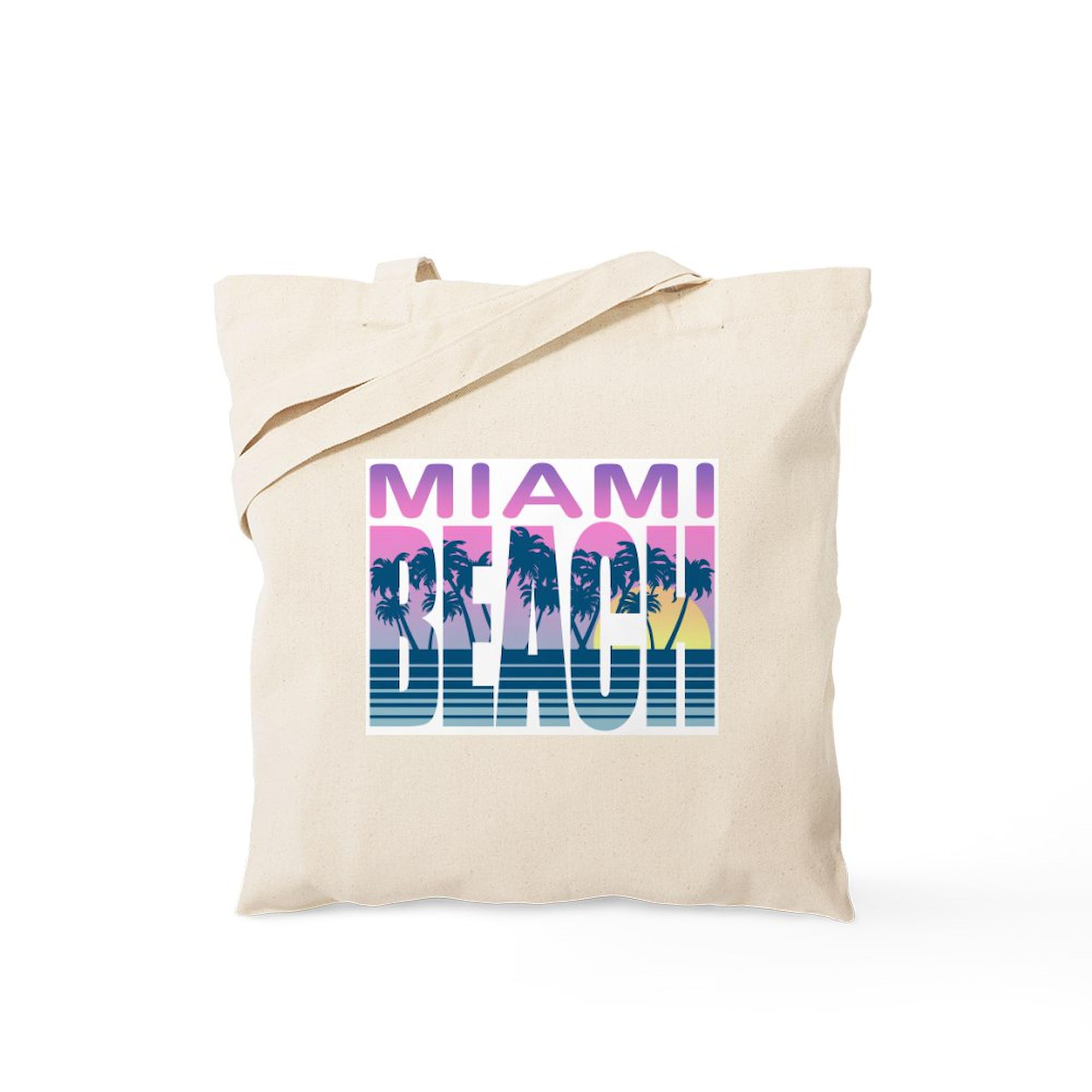 Eco-Friendly Miami Beach Canvas Tote Bag - Natural Reusable Shopping Bag for Beach, Groceries & Daily Use | Durable & Stylish Carryall
