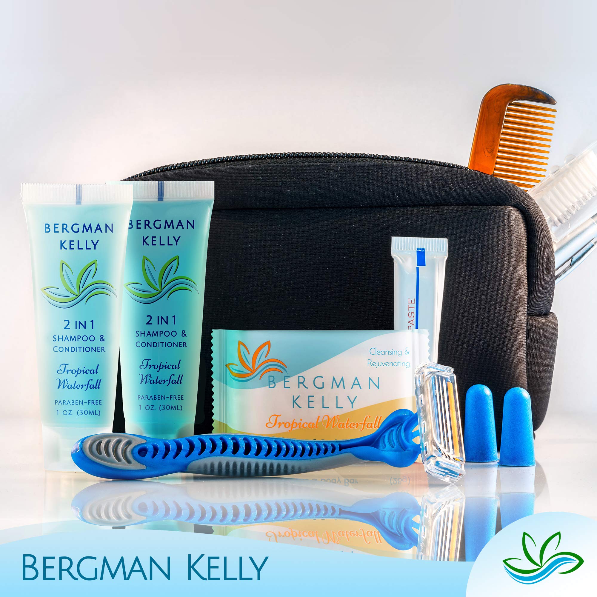 BERGMAN KELLY 2-in-1 Shampoo & Conditioner Soap Bars Set - Tropical Waterfall Scent (100 Pack, 1 oz Each) | Moisturizing Hotel Toiletries for Guests | Perfect for Travel, Hospitality & Luxury Amenities