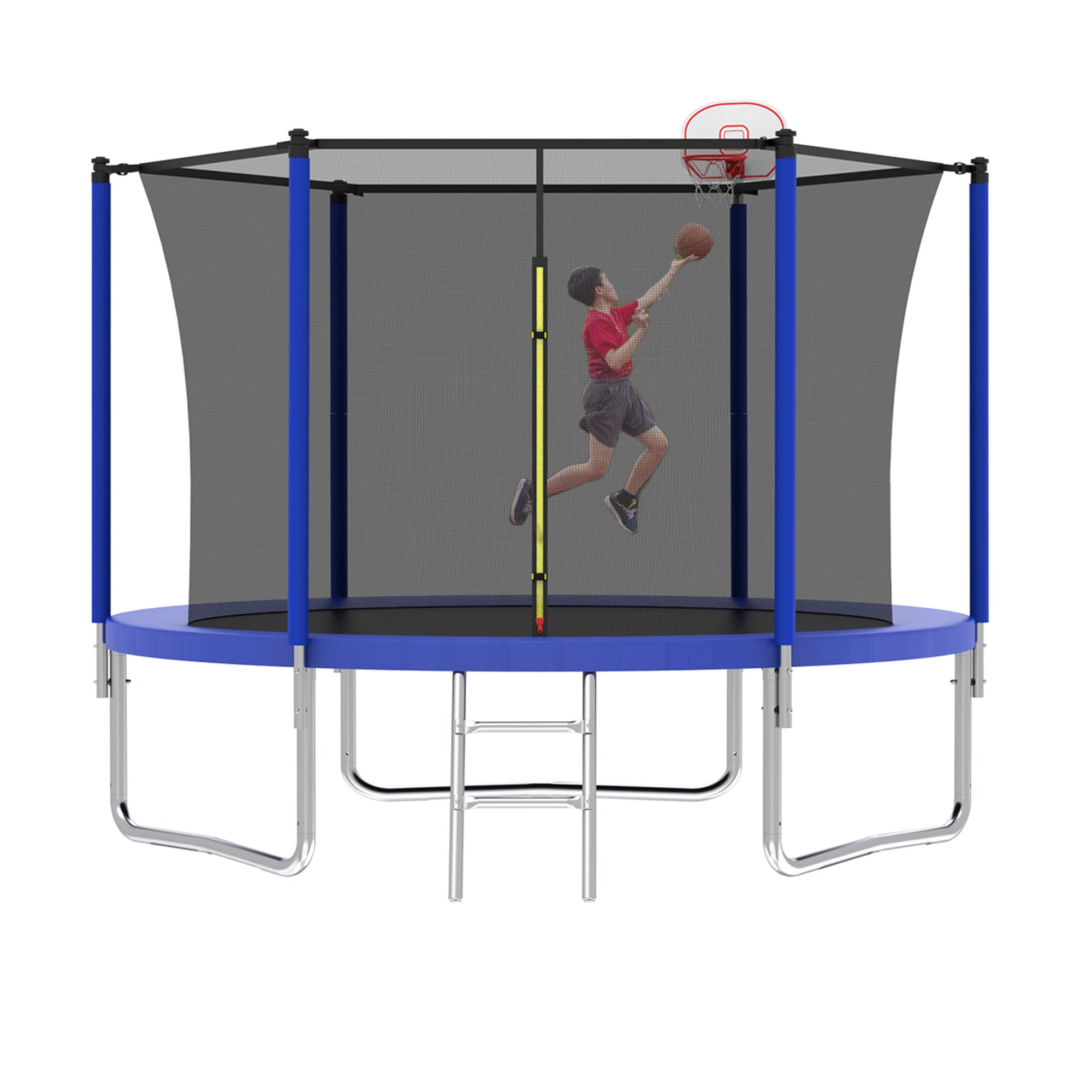 10FT Kids Trampoline with Basketball Hoop & Safety Enclosure - ASTM Approved Outdoor Bounce Play Set for Backyard Fun - Easy Assembly for Children's Playtime, Birthday Gifts & Family Activities