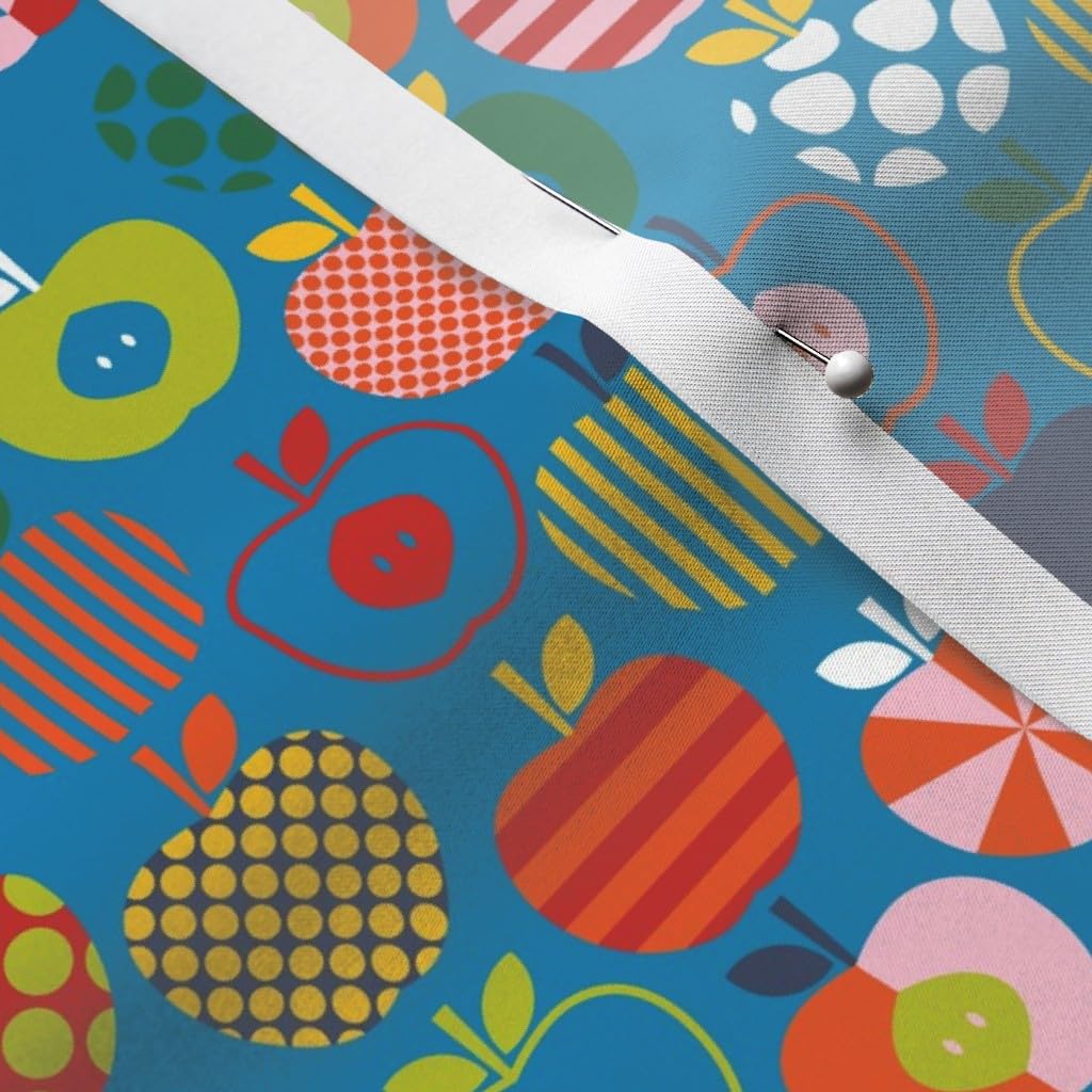 Scandinavian Apples Print Satin Fabric by The Yard - Premium Sewing Material for Apparel, Lining, Blankets & Home Decor | Perfect for DIY Fashion, Quilting & Scandinavian-Inspired Designs