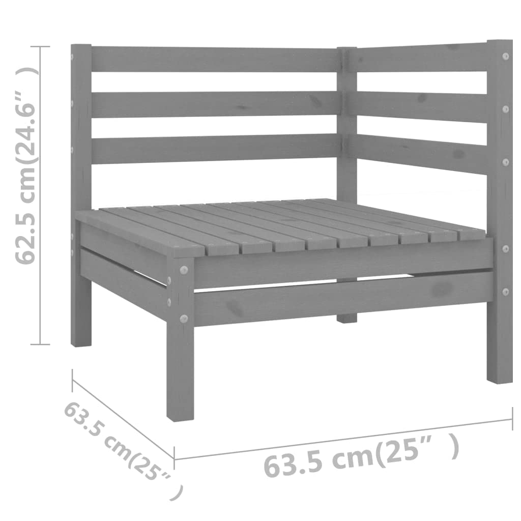 vidaXL 4-Piece Solid Pinewood Patio Lounge Set - Gray Outdoor Garden Furniture for Backyard, Terrace & Poolside Relaxation | Weather-Resistant Wooden Sofa Seating with Chairs