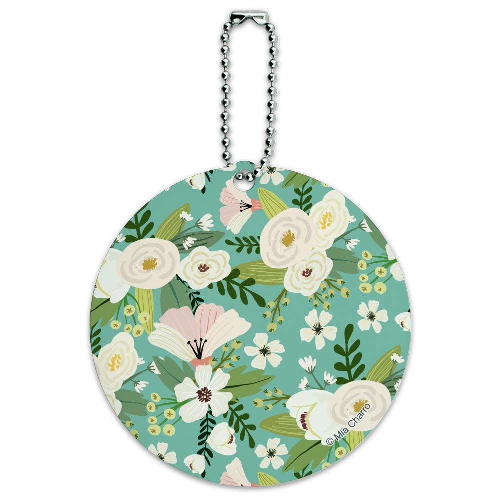 Colorful Yuri Spring Flowers Round Luggage ID Tag - Personalized Suitcase Name Tag for Travel Bags & Carry-Ons - Perfect for Airports, Business Trips & Vacation Identification