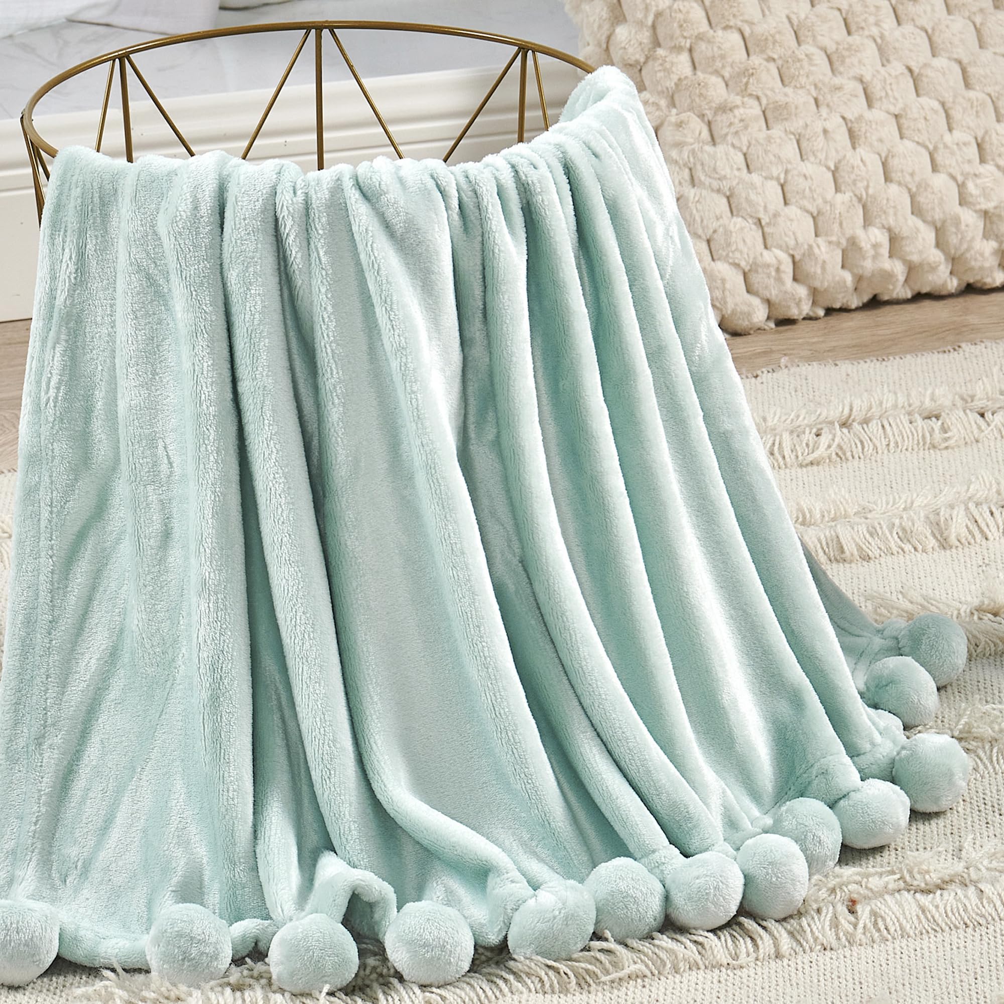 Soft Fluffy Pom Pom Throw Blanket - 60