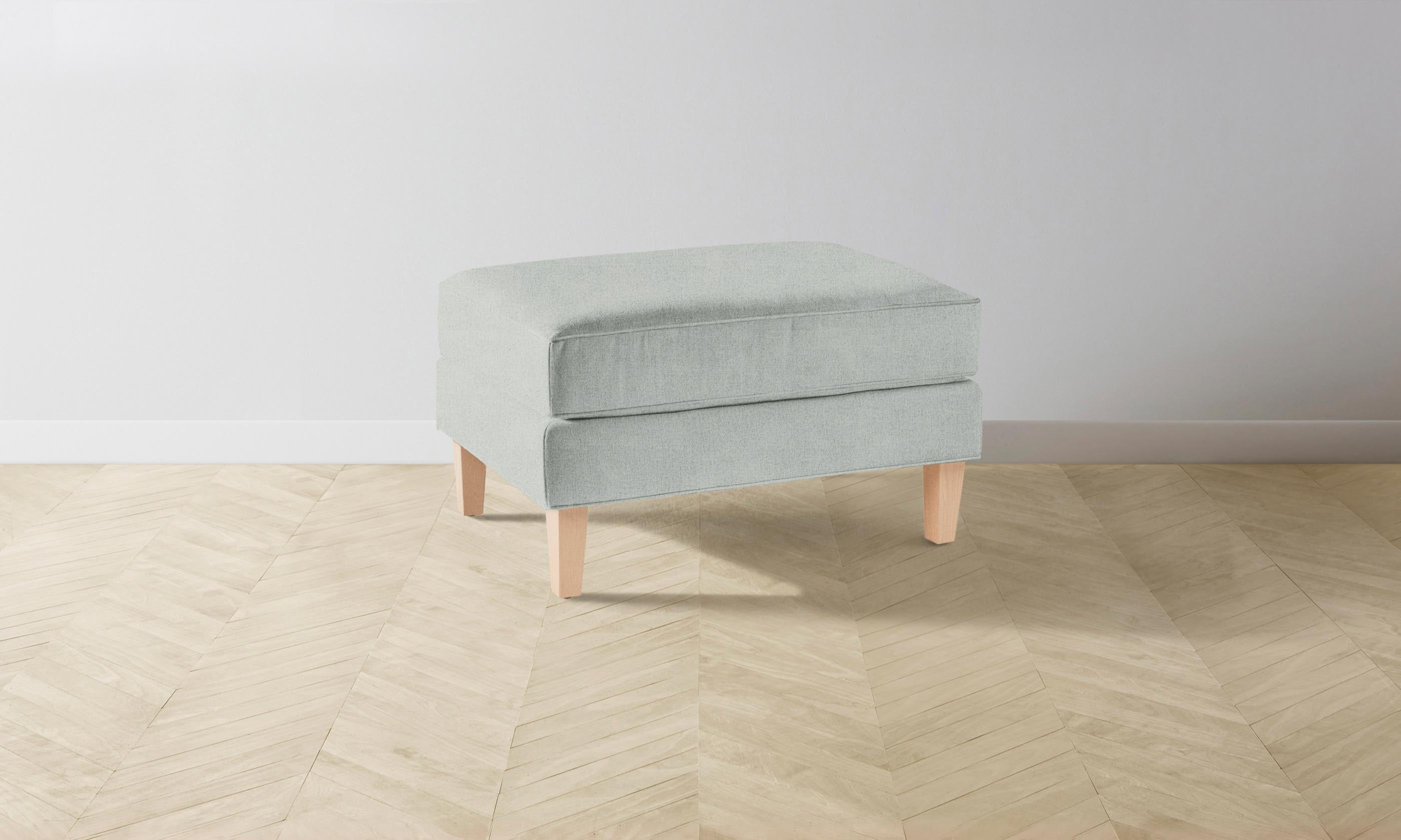 Crosby Ottoman with Performance Mélange Weave in Seaglass Color - Perfect for Living Room, Bedroom, or Office Footrest and Extra Seating
