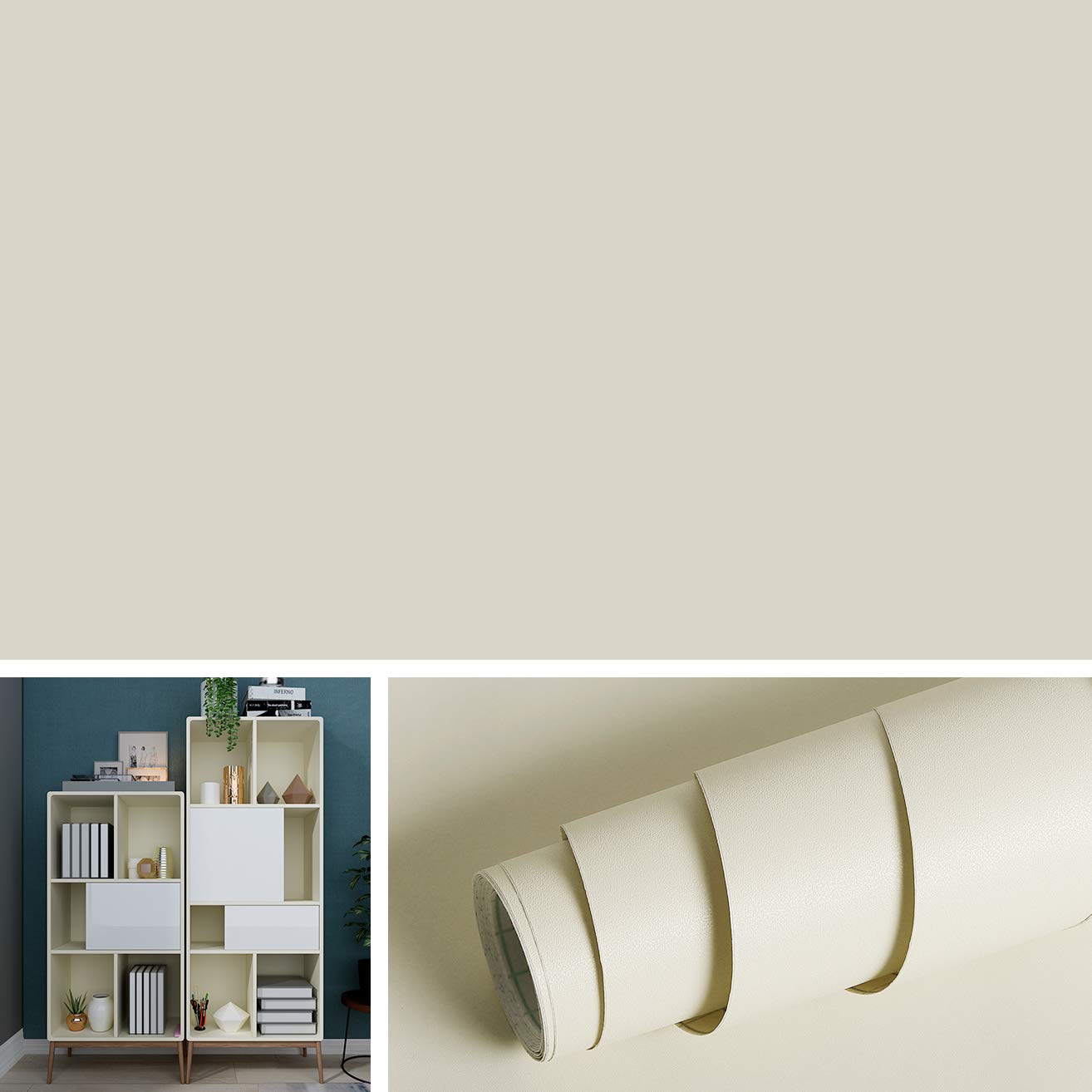 Livelynine 40CM x 5M Solid Beige Peel and Stick Contact Paper - Removable Self-Adhesive Wallpaper for Countertops, Kitchen Cabinets, Shelves - Waterproof, Easy to Clean - Perfect for Home Decor, DIY Projects & Furniture Protection