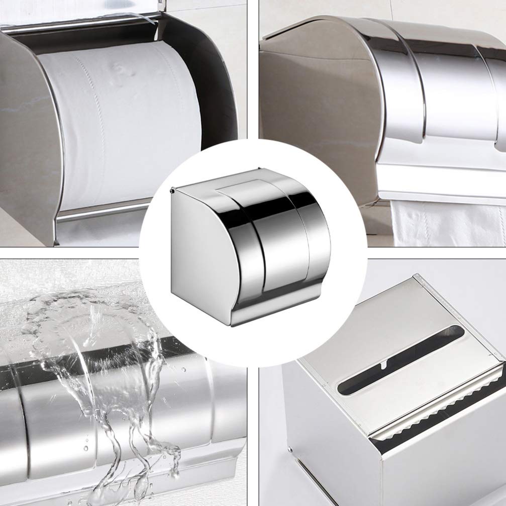 Hemoton 1-Pack Wall Mount Paper Towel Holder - No Drill Bathroom Tissue Roll Stand with Strong Adhesive for Kitchen, Bathroom & Office - Space Saving Toilet Paper Storage Solution