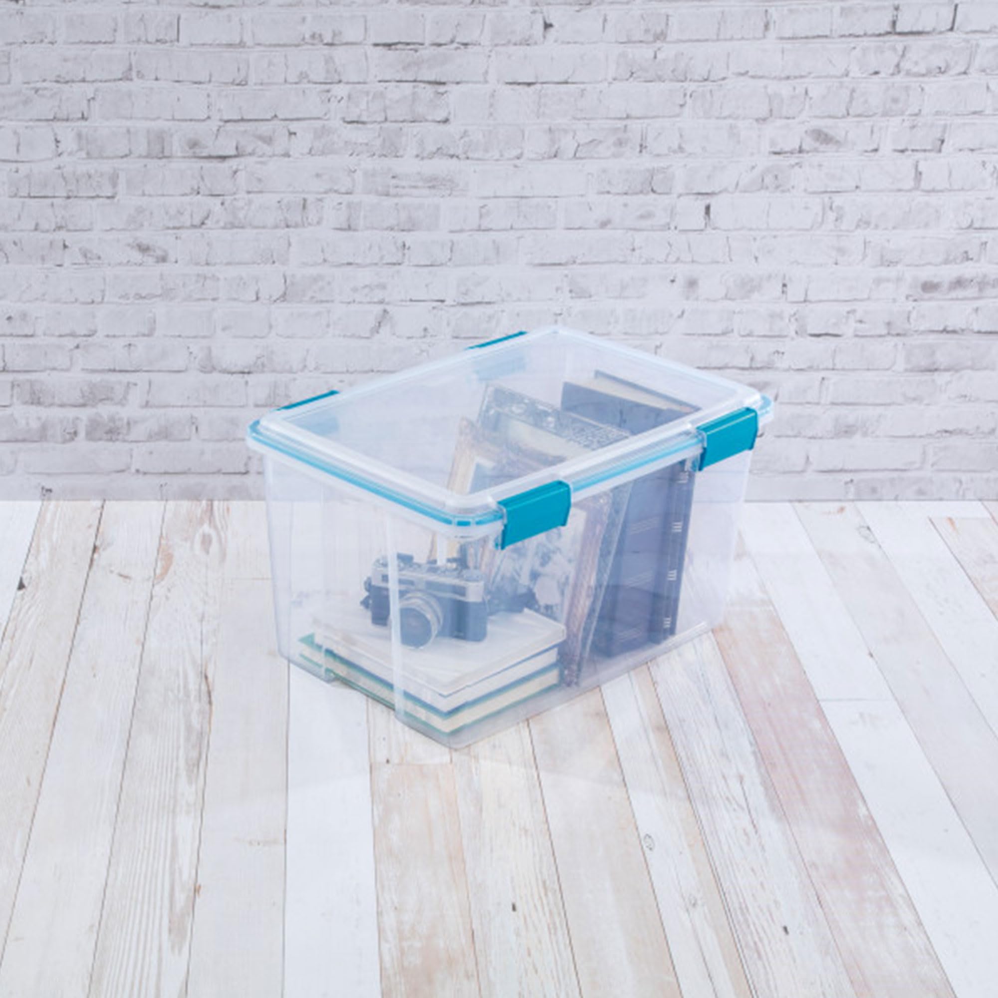 Sterilite 12-Pack 54 Quart Clear Plastic Storage Bins with Secure Latching Lids - Airtight Gasket Box for Home Organization, Closet Storage & Seasonal Decor