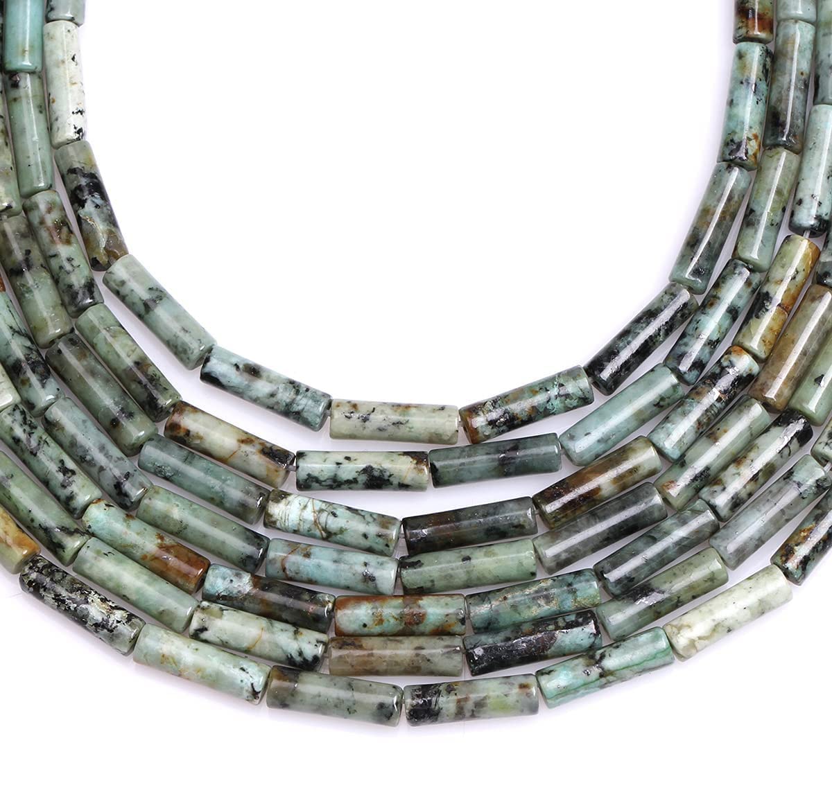 28pcs 4x13mm Natural African Turquoise Beads - Cylinder Tube Loose Gemstones for Jewelry Making, DIY Bracelet & Necklace | Handmade Craft Supplies, Boho Style Accessories