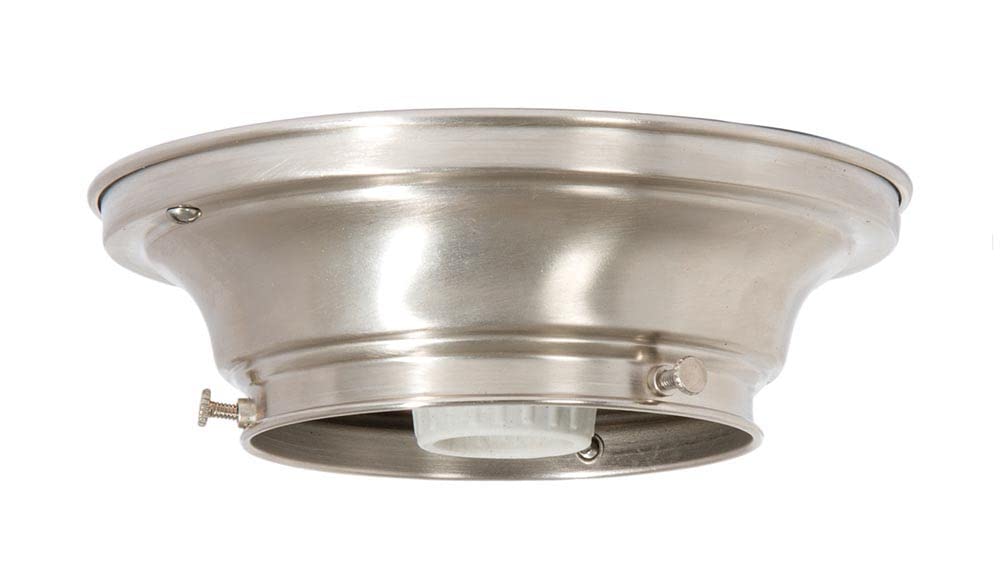 B&P Lamp® 6-3/4 Inch Solid Brass Flush Mount Ceiling Fixture, 4 Inch Fitter, Satin Nickel Finish for Modern Living Rooms & Bedrooms
