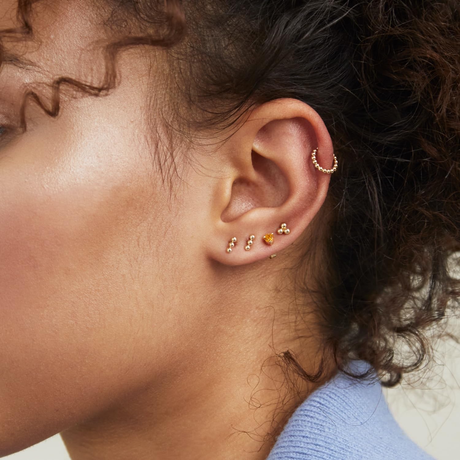 3 Pairs 14K Gold Plated Hoop Earrings Set for Women - Dainty Stud, Small Dangle & Cartilage Huggie Earrings - Hypoallergenic Trendy Gold Jewelry - Perfect Gift for Her, Everyday Wear & Special Occasions
