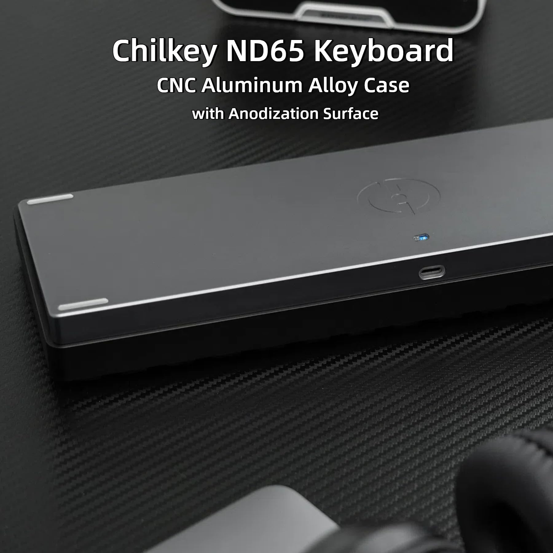 Chilkey ND65 Wireless Aluminum Mechanical Keyboard - 65% Compact Gaming Keyboard with Tri-Mode Connectivity (BT5.0/2.4GHz/USB-C), Hot-Swappable RGB Backlit Keys for PC, Laptop & Office Use - Black | Perfect for Gaming, Typing & Productivity