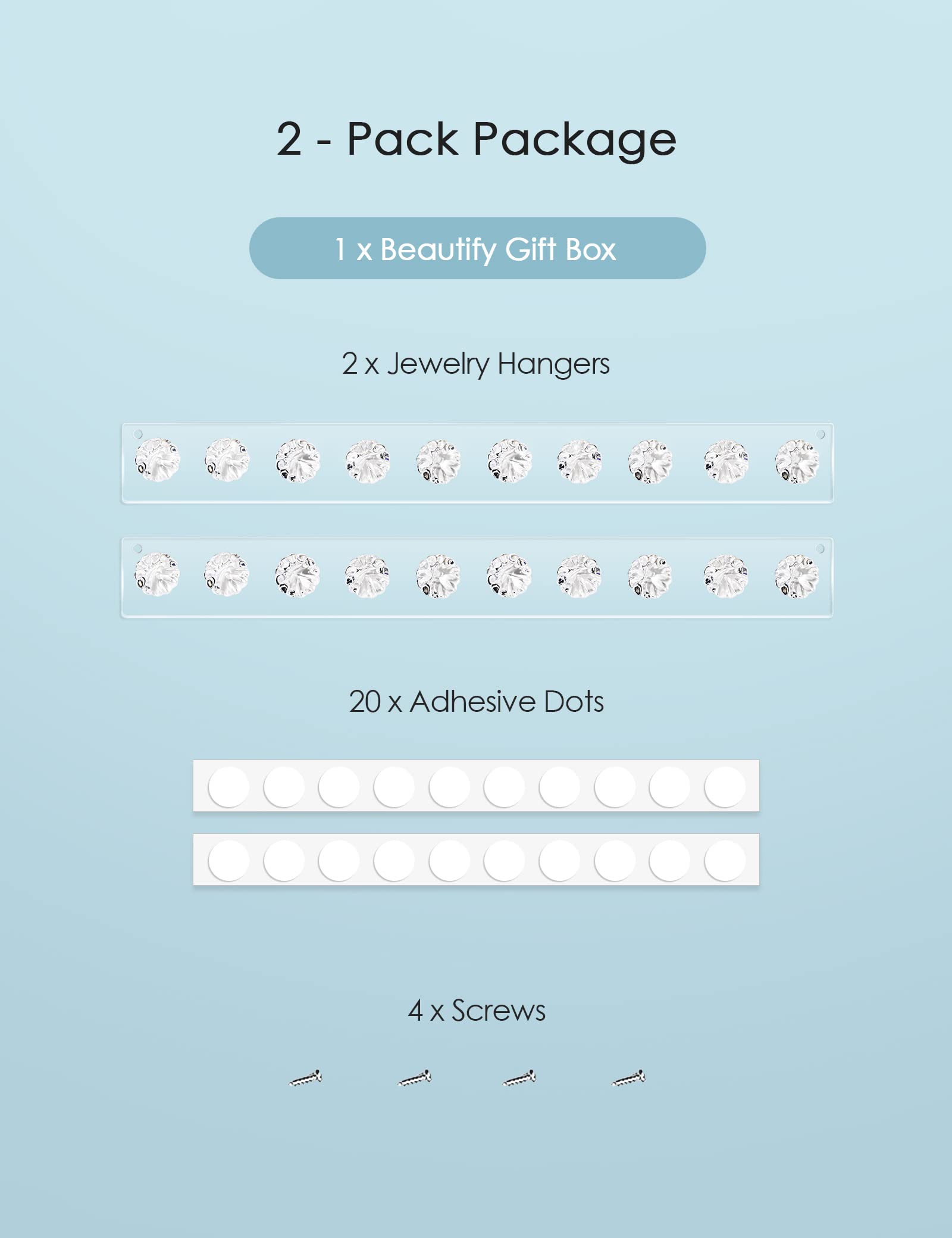 Zreal Acrylic Necklace Holder & Wall Jewelry Organizer - 10 Seashell-Shaped Hooks for Necklaces, Bracelets & Earrings (2-Pack Clear) - Perfect for Bedroom, Bathroom & Closet Organization