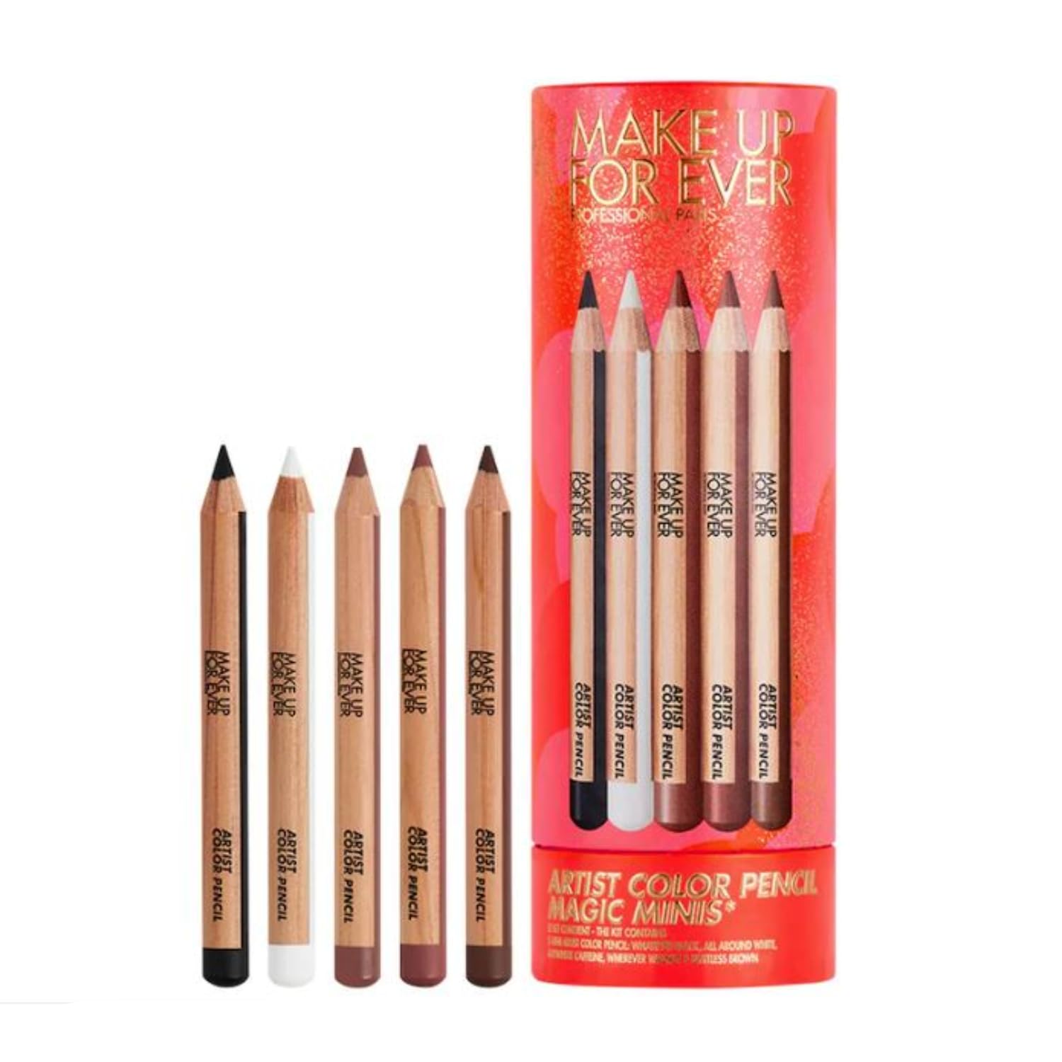 Make Up For Ever Artist Color Pencil Magic Mini Set - 5 Piece Waterproof Lip & Eye Liner Kit for Women | Perfect for Everyday Makeup & Travel Essentials