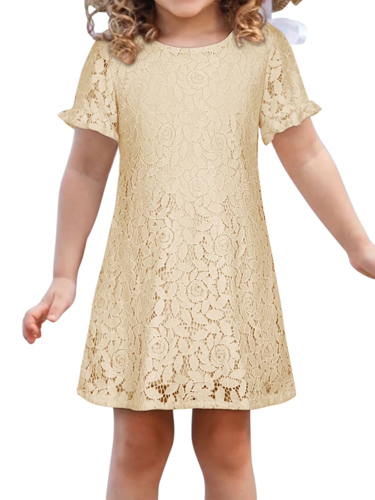Vintage Boho Princess Flutter Floral Lace Dress for Toddler Baby Girls - Perfect for Birthday, Wedding & Special Occasions | Elegant Party Outfit & Photo Shoot Dresses