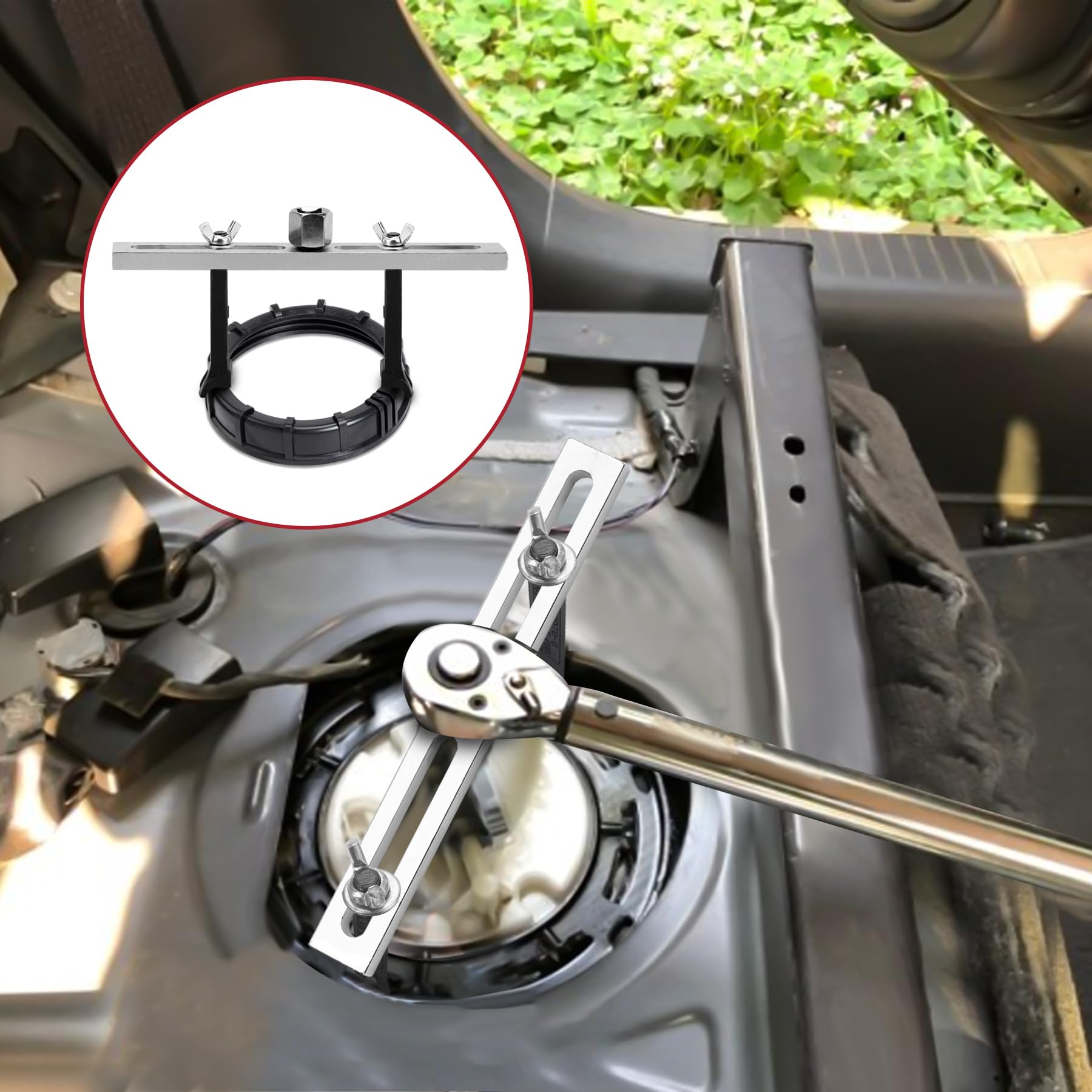 Universal Fuel Pump Removal Tool Kit - Adjustable 2-Jaw Lock Ring Wrench for 3/8