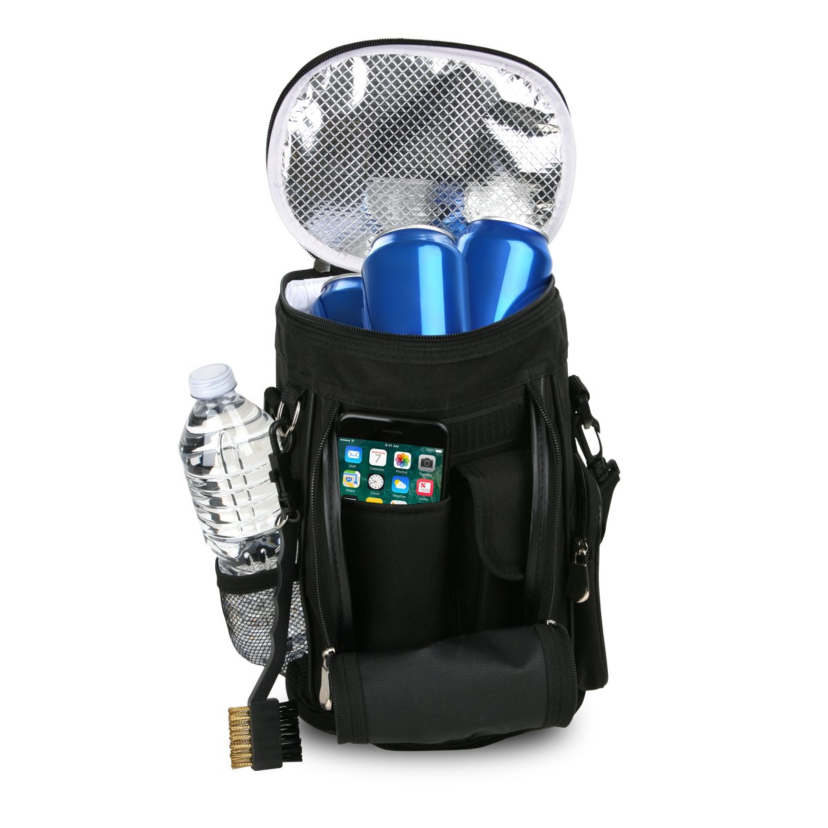 Intech Portable Soft Sided 10-Can Insulated Golf Bag Cooler with Accessory Caddy, Fits Golf Cart, Push Cart or Carry, Perfect for Golf, Picnics, and Outdoor Adventures