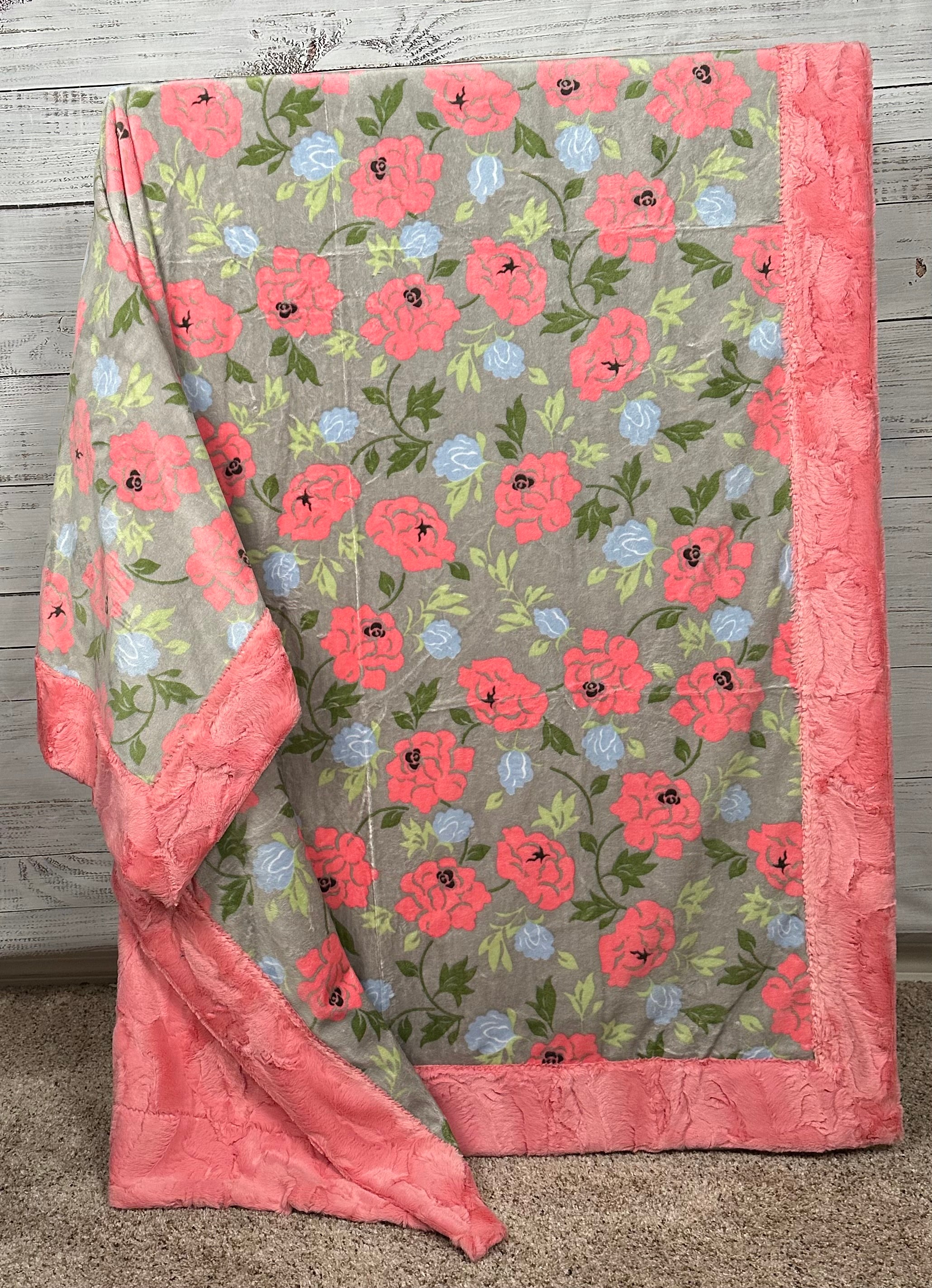 Rose Garden Coral Print Soft Fleece Blanket 55x75 Inches - Perfect for Cozy Nights, Sofa Throws, and Home Decor