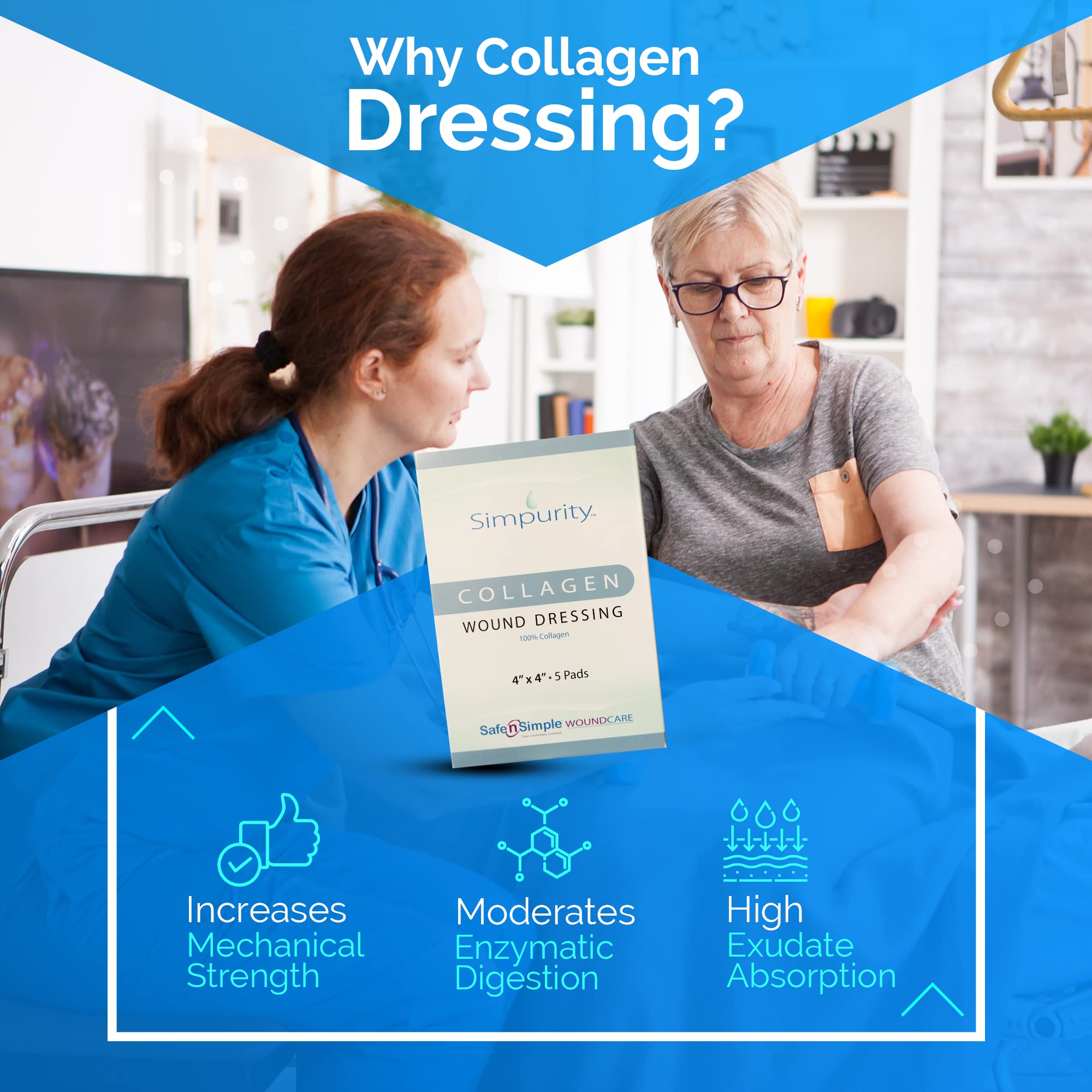 Simpurity Collagen Dressing Powder for Wounds - 1 Gram (10 Pack) | Medical-Grade Collagen Wound Care | Fast Healing for Cuts, Burns & Surgical Wounds | First Aid & Post-Surgery Recovery Essential