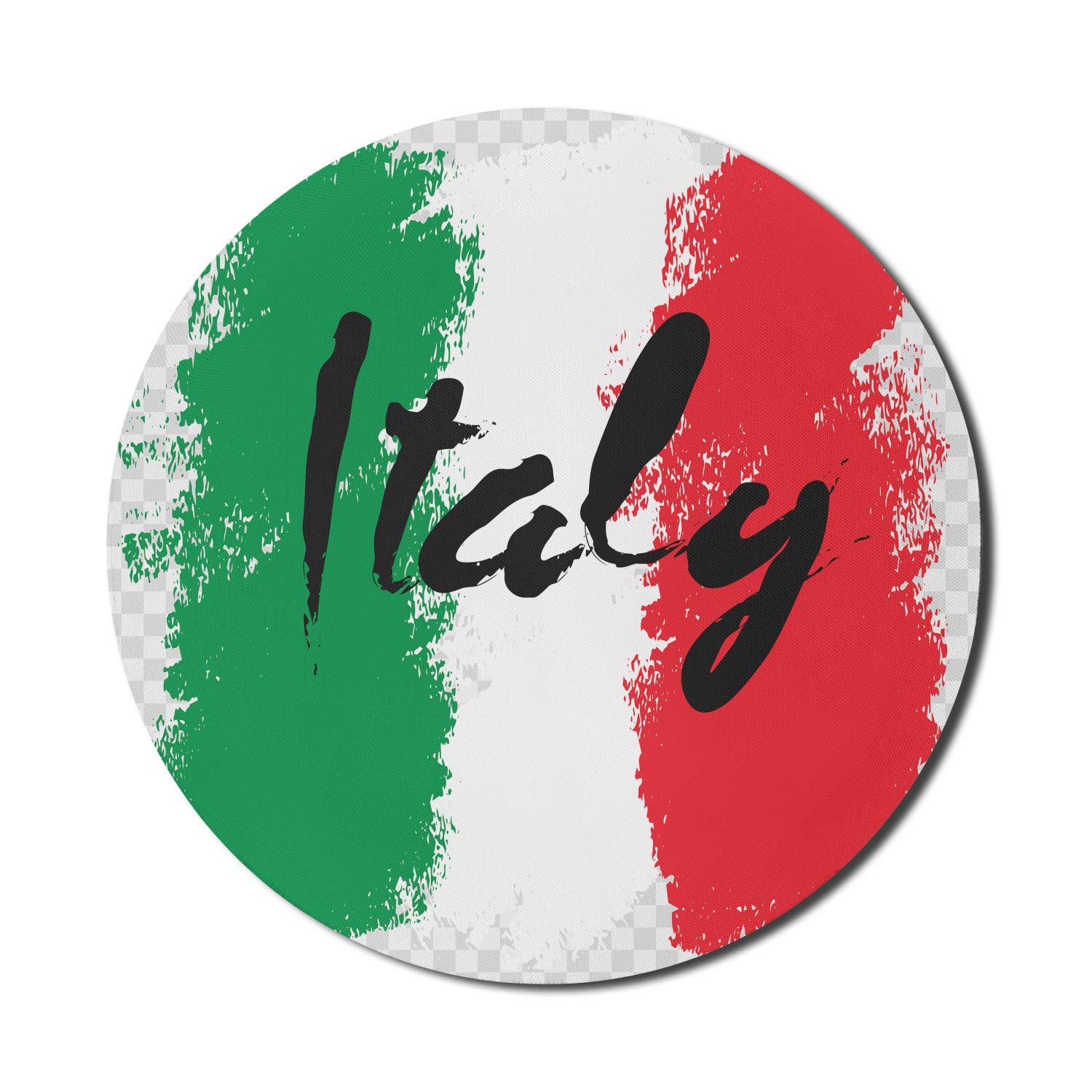 Ambesonne Italy Themed Mouse Pad - Round Non-Slip Rubber Gaming Mousepad with Italian Flag Grunge Design, 8 Inch Multicolor | Perfect for Computers, Laptops, Gaming & Office Workstations