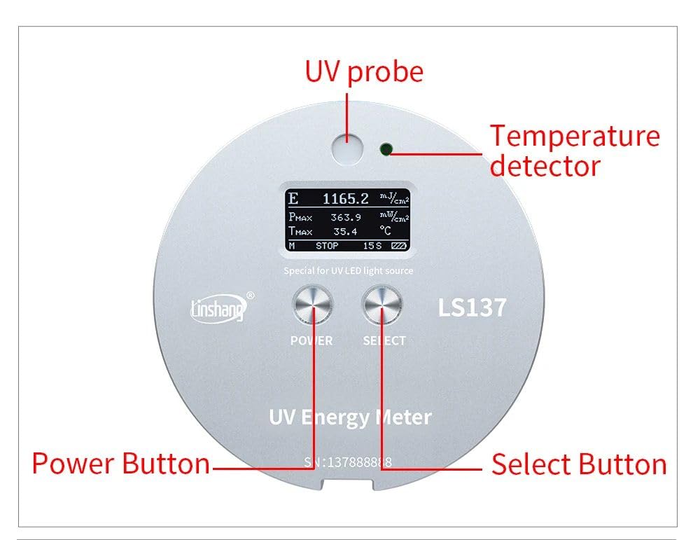 LS137 UV Energy Meter - Accurate Ultraviolet Radiation Intensity Tester for Curing Exposure Machines | Perfect for UV Curing, Printing, and Coating Applications