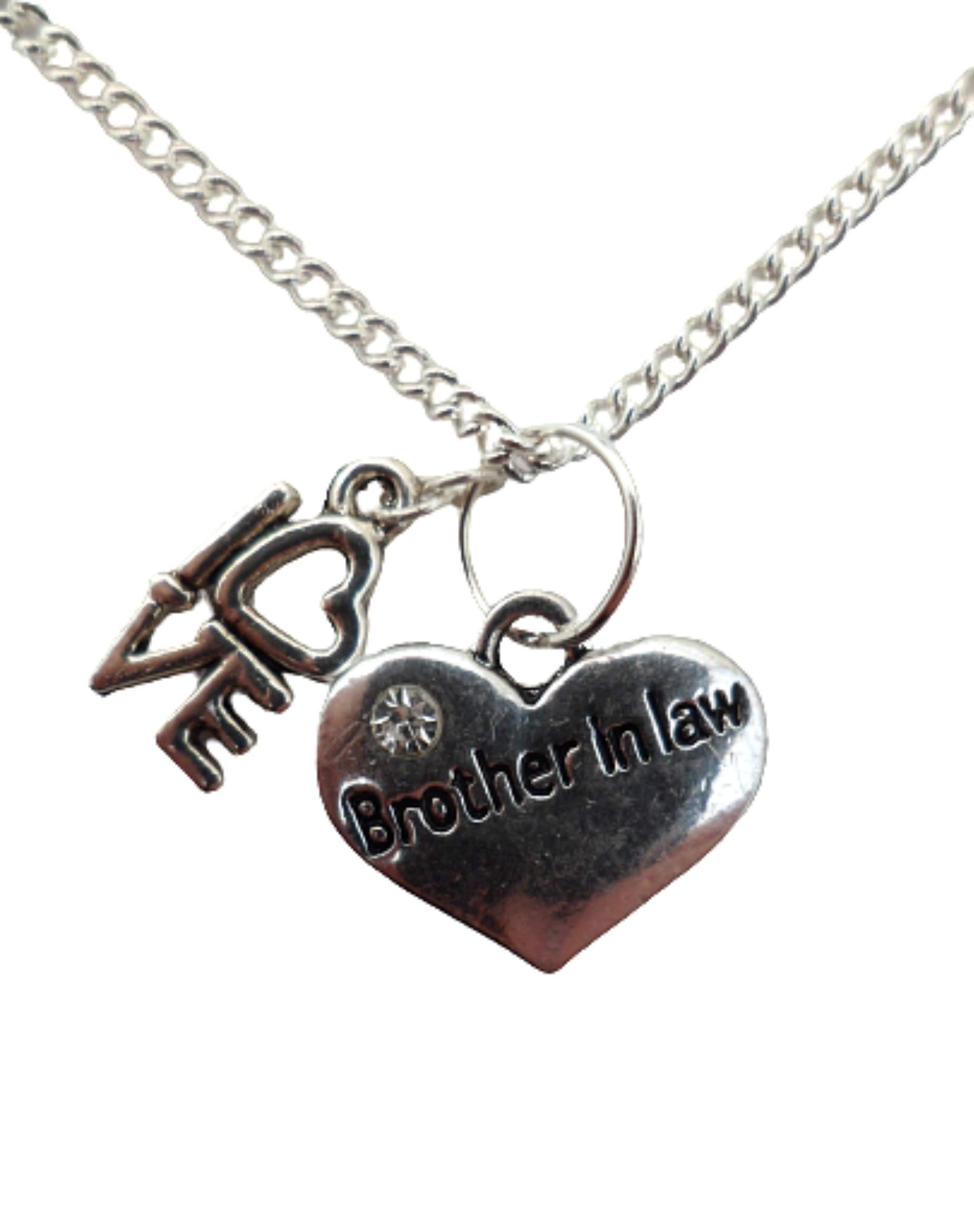 Silver Plated Necklace for Brother-in-Law - Heart Shaped Gemstone Charm Gift | Anniversary, Birthday & Wedding Jewelry Present