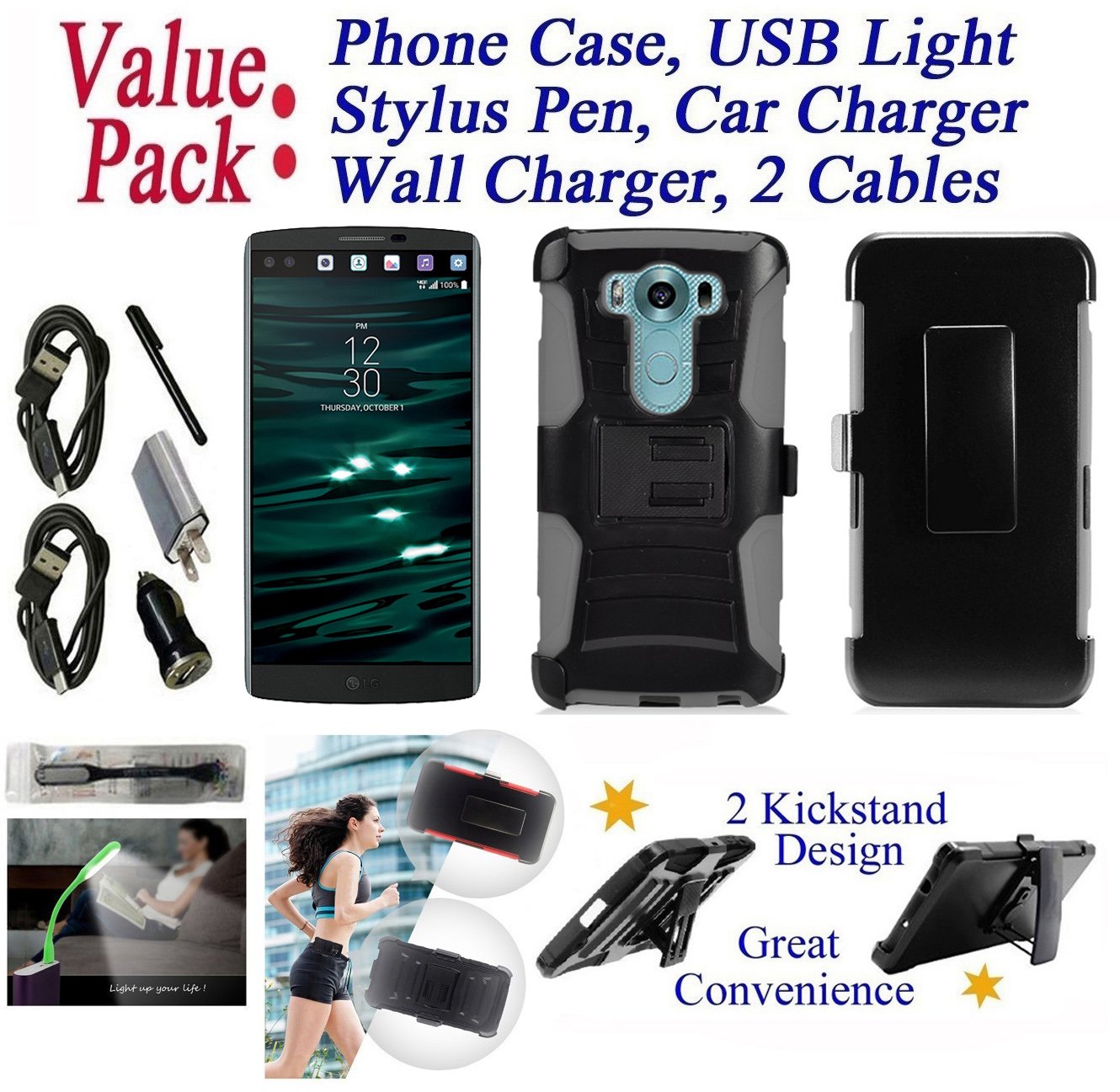 LG V10 Shockproof Case with Kickstand & Belt Clip - Durable Armor Cover for Work & Travel