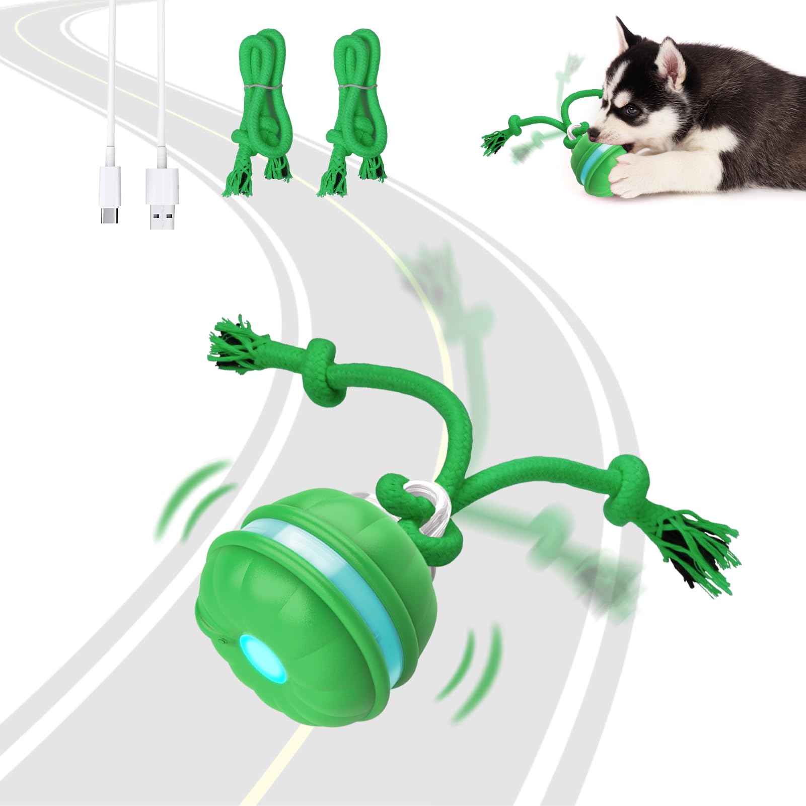 Interactive Dog Toys - Motion Activated Automatic Rolling Ball for Small Dogs & Puppies, Wicked Ball with Squeaky Sound - Fun Indoor/Outdoor Playtime & Training Reward for Active Pets