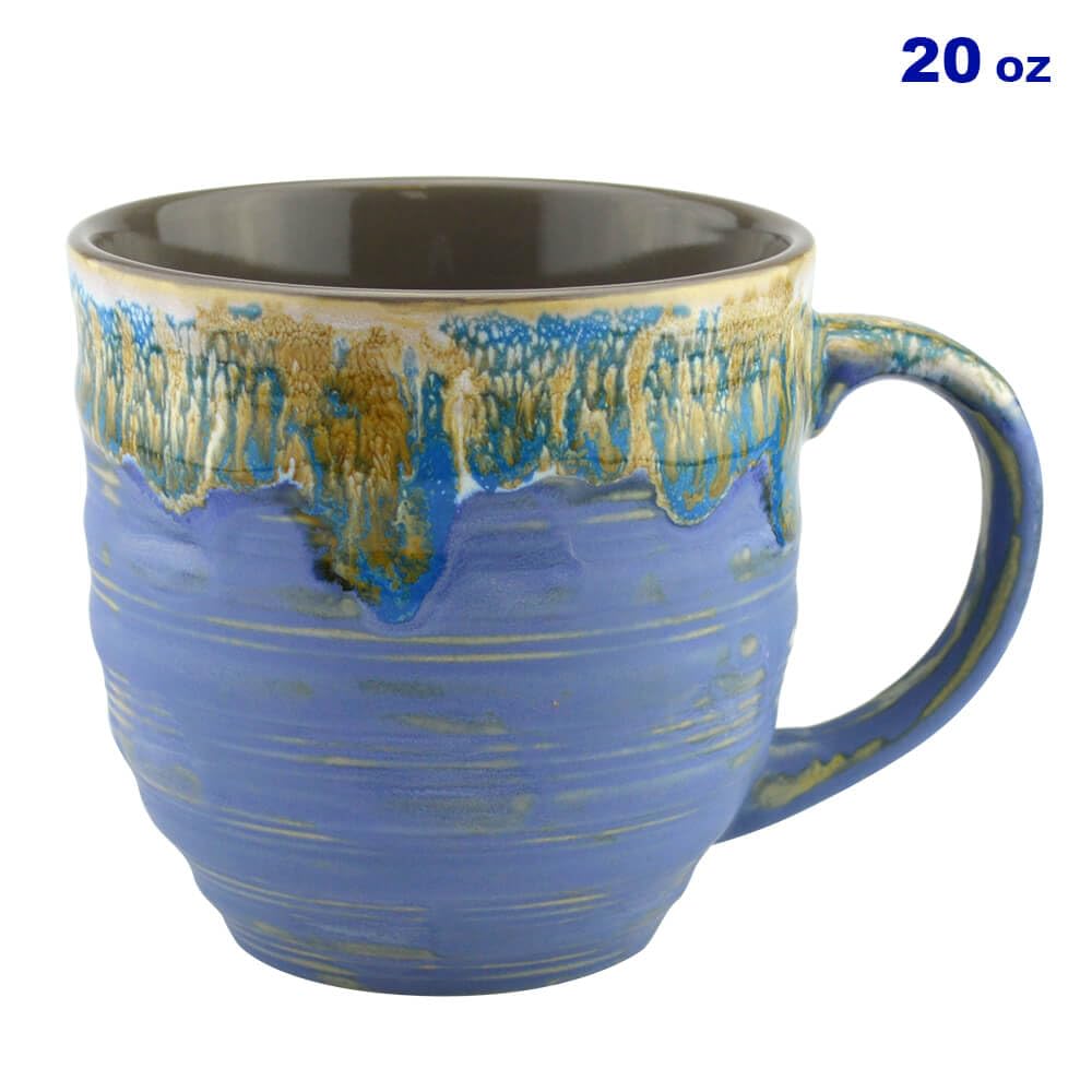 20oz Blue Ceramic Coffee Mug - Unique Gift for Tea & Coffee Lovers - Home & Office Use