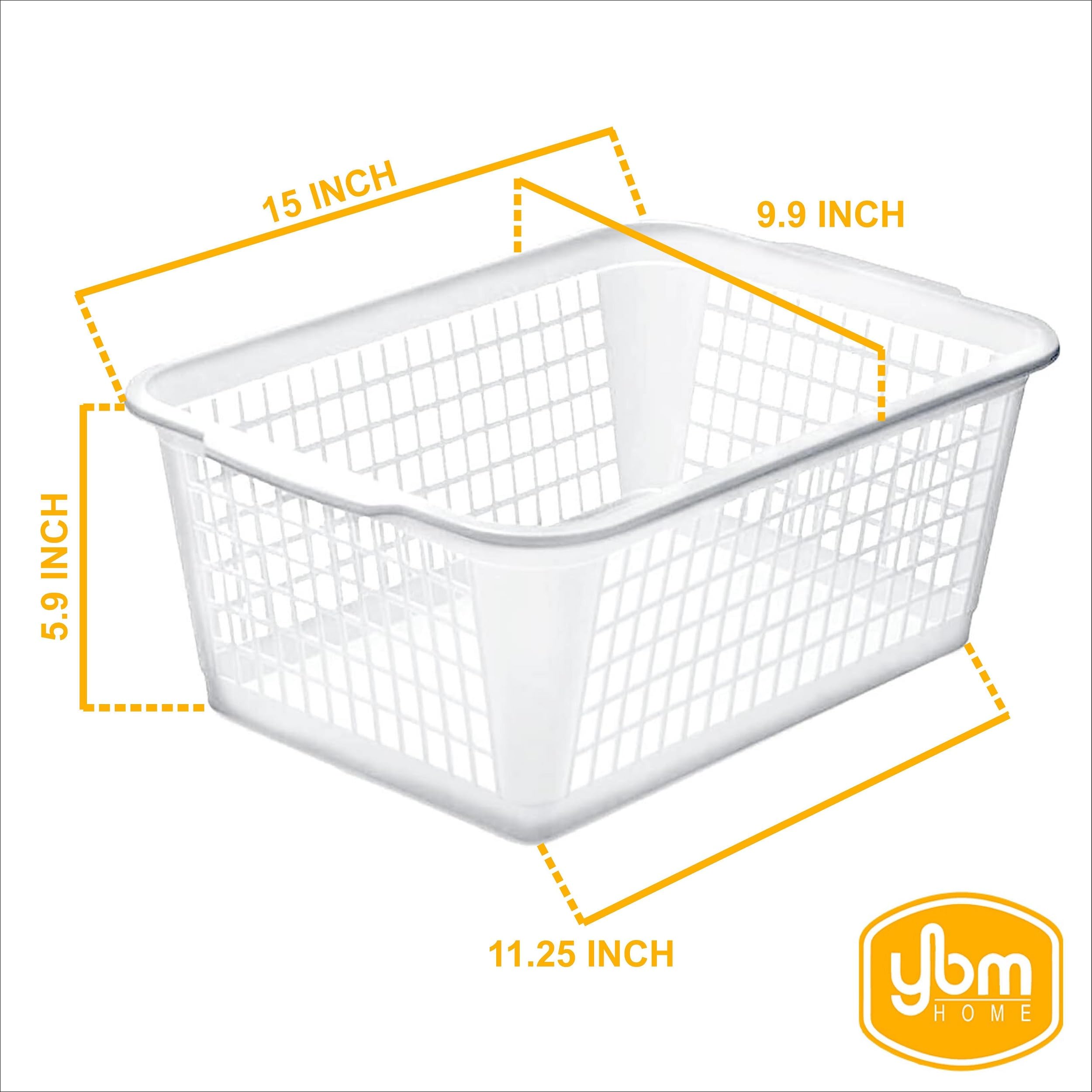 YBM HOME White Plastic Storage Basket Organizer - Multipurpose Perforated Bin Tray for Office Drawer, Desktop, Classroom, Shelves, Kitchen Pantry & Kids Room (32-1184) - Perfect for Home Organization & Space Saving Solutions