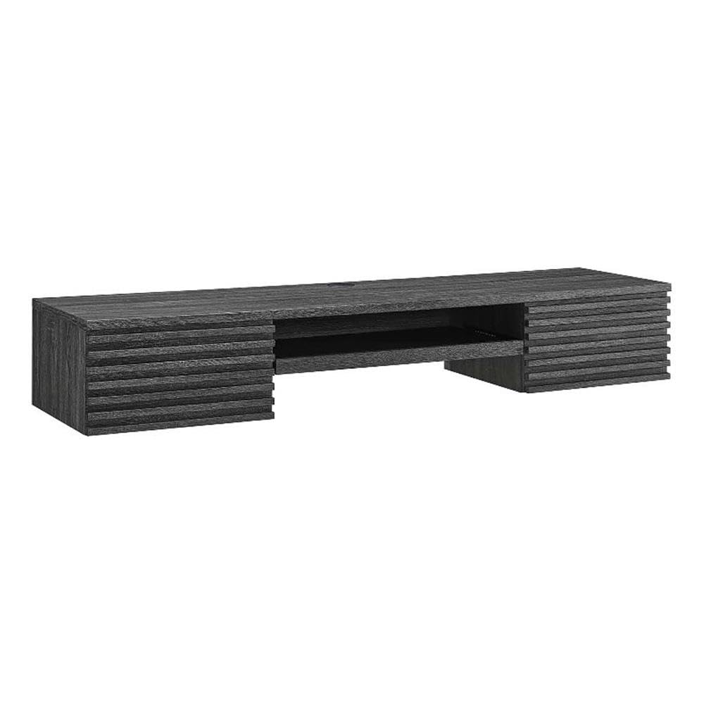 Modway Render Mid-Century Modern Wall Mount Floating Desk - Charcoal Finish | Space-Saving Home Office & Small Apartment Workstation