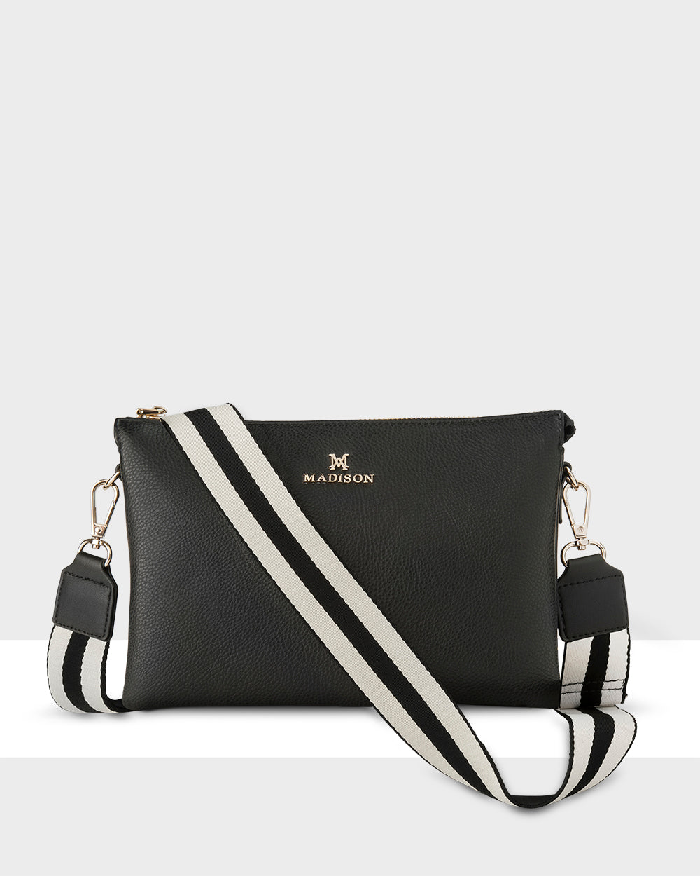Avery 3 Compartment Crossbody Bag with Adjustable Stripe Strap - Stylish Hands-Free Purse for Women, Travel, Shopping & Daily Essentials