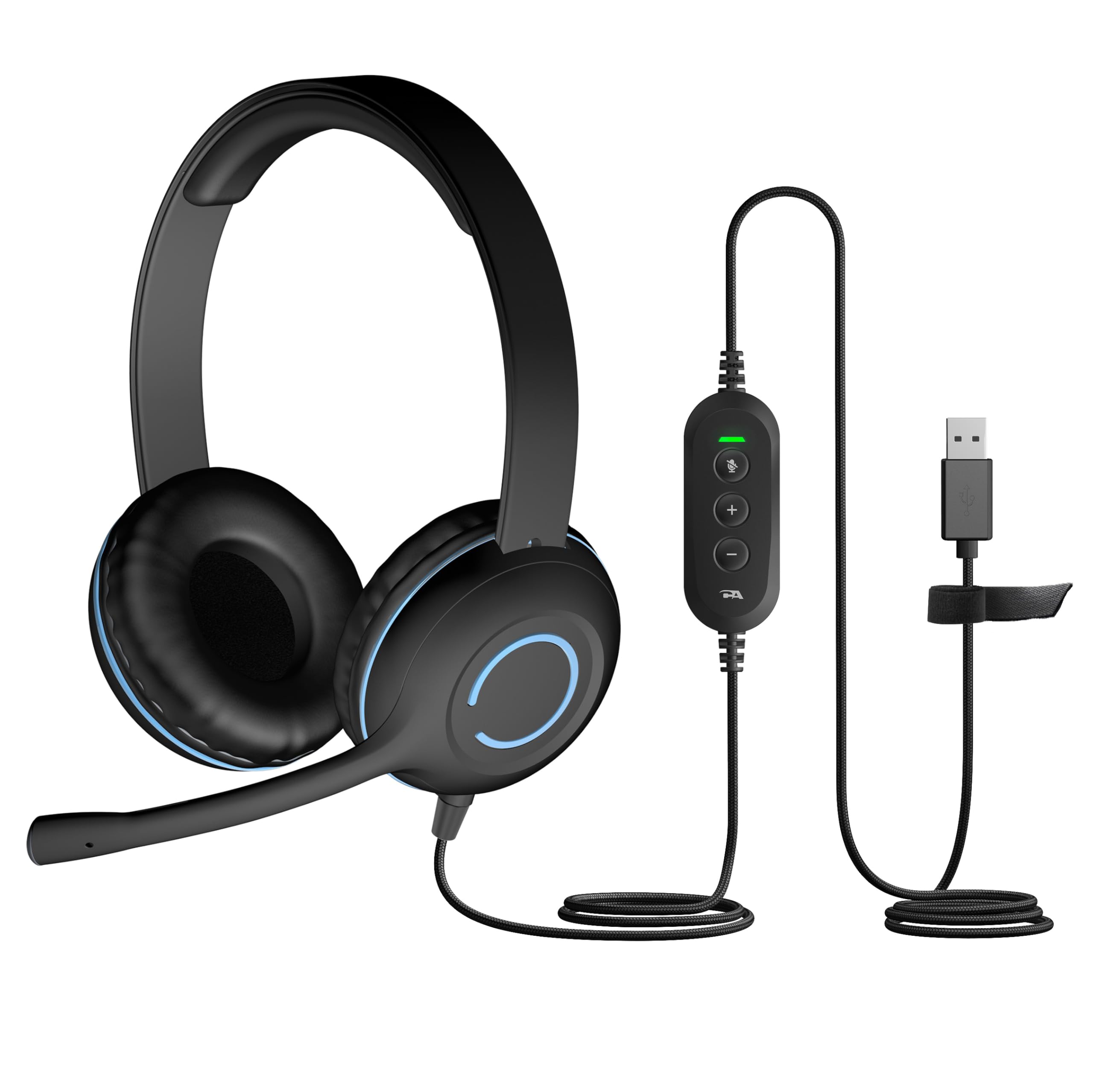 Cyber Acoustics USB Stereo Headset with Noise Cancelling Microphone - 5 Pack for PC, Laptop, Online Classes, Call Centers & Home Office (AC-5008-5) - Perfect for Remote Learning, Virtual Meetings & Customer Support Teams