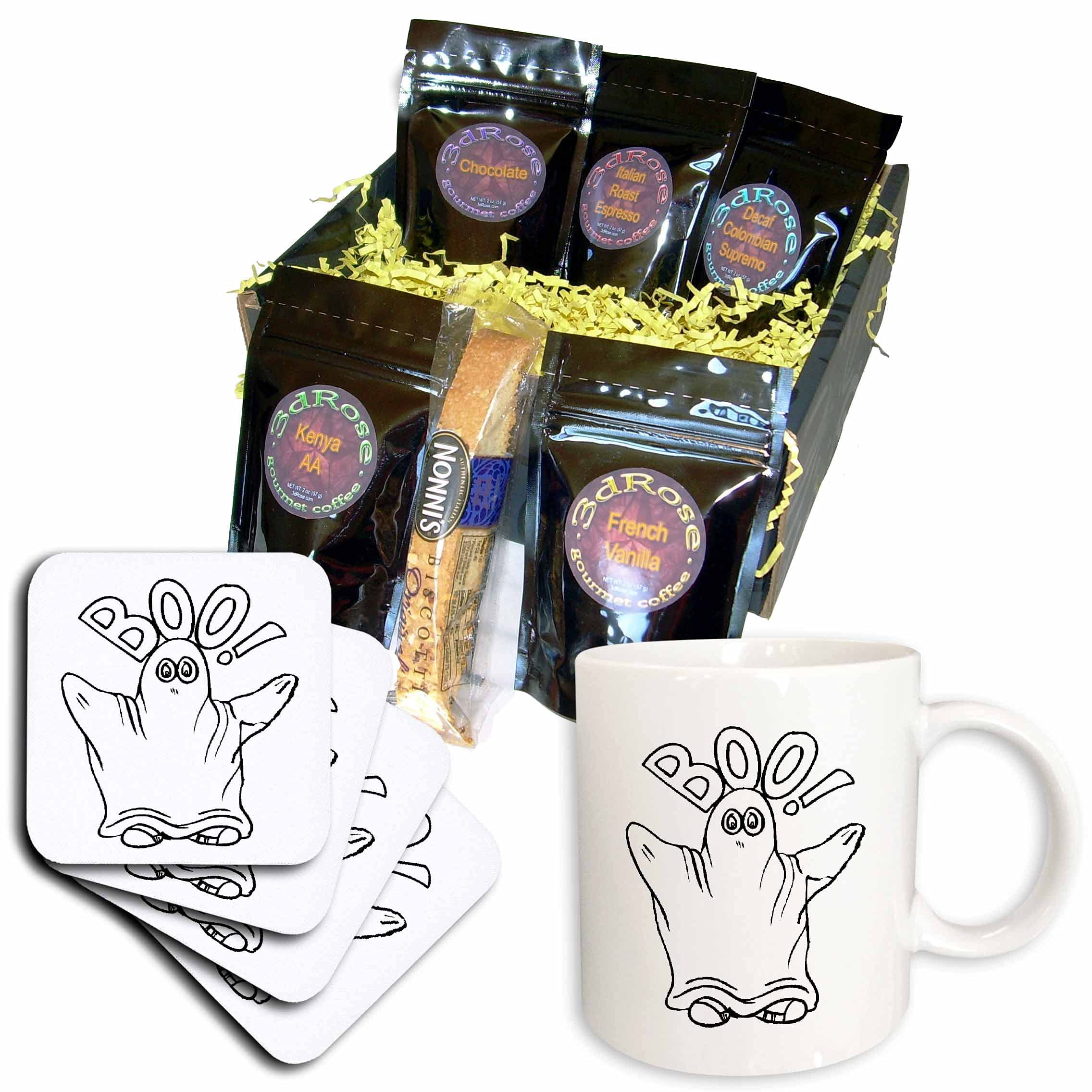 3D Halloween Ghost Coffee Gift Basket Set - Spooky Themed Coffee Lover Gift for Halloween Parties & Decorations