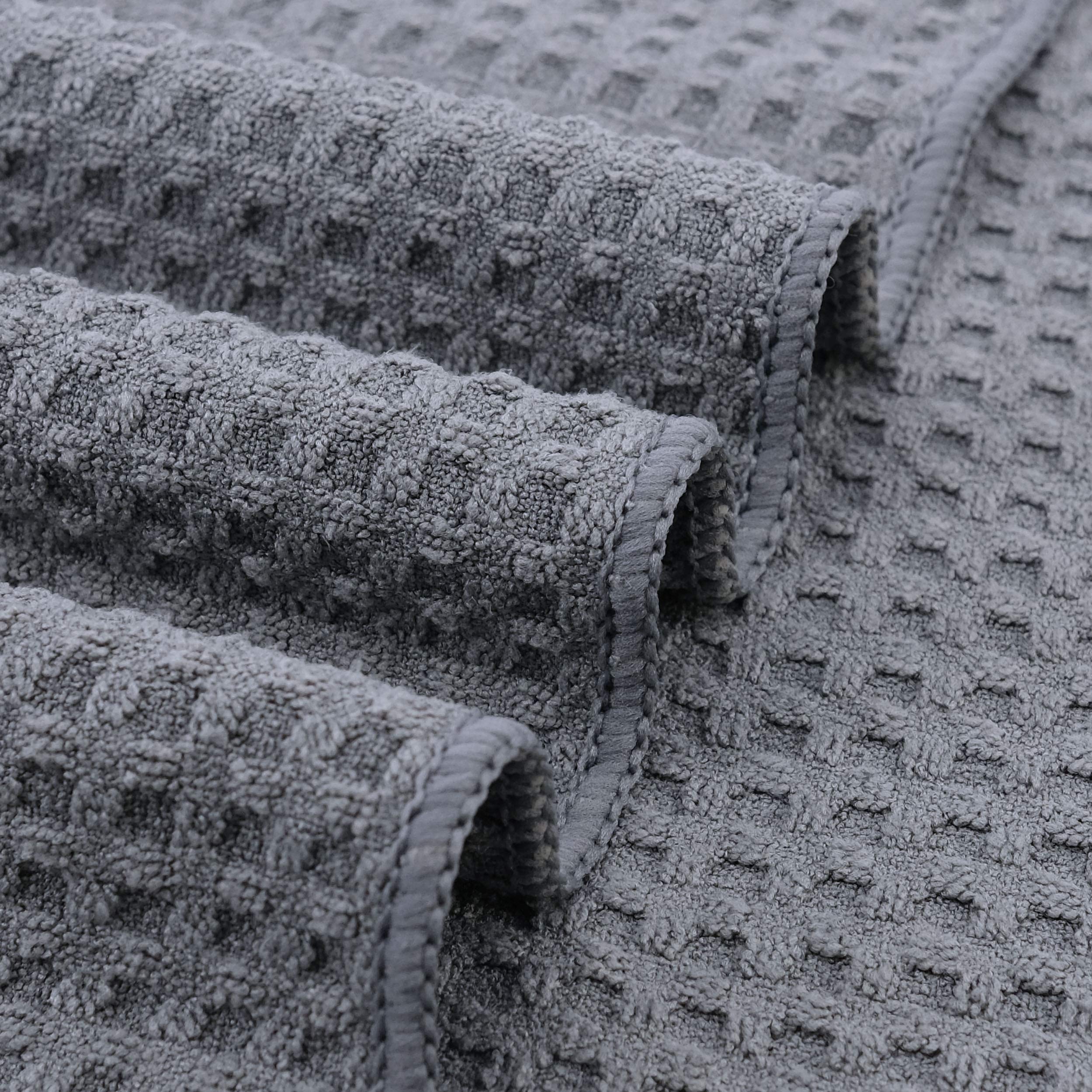 POLYTE Ultra Premium Microfibre Kitchen Dish Cloth Waffle Weave - 8 Pack (30x30cm, Grey) | Super Absorbent & Quick Drying Cleaning Towels for Dishes, Countertops & Household Chores
