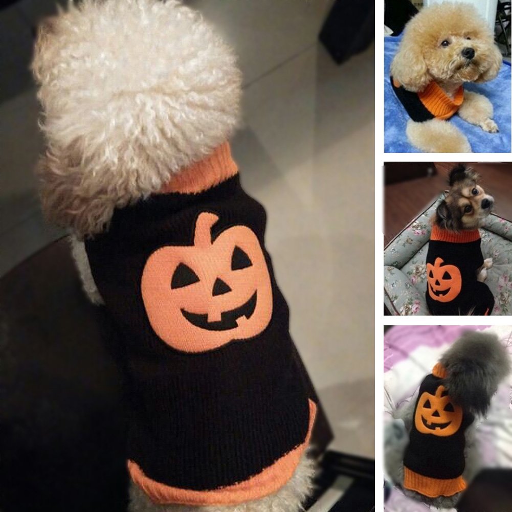 Halloween Pumpkin Cat & Dog Sweater - Cozy Knit Pet Apparel for Small & Large Breeds - Perfect for Costume Parties, Photo Shoots & Cold Weather Outings