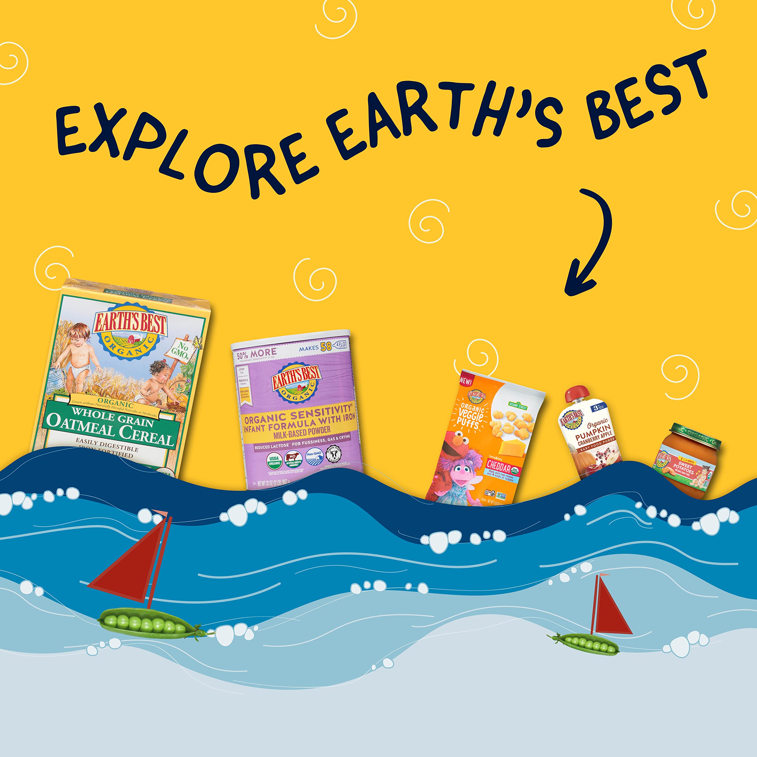 Earth's Best Organic Sesame Street Toddler Snacks - Crunchin' Crackers for Kids 2+ Years | Healthy, Wholesome Snack | Original Flavor, 5.3 oz (Pack of 6) | Perfect for Lunchboxes, Daycare & On-the-Go Snacking