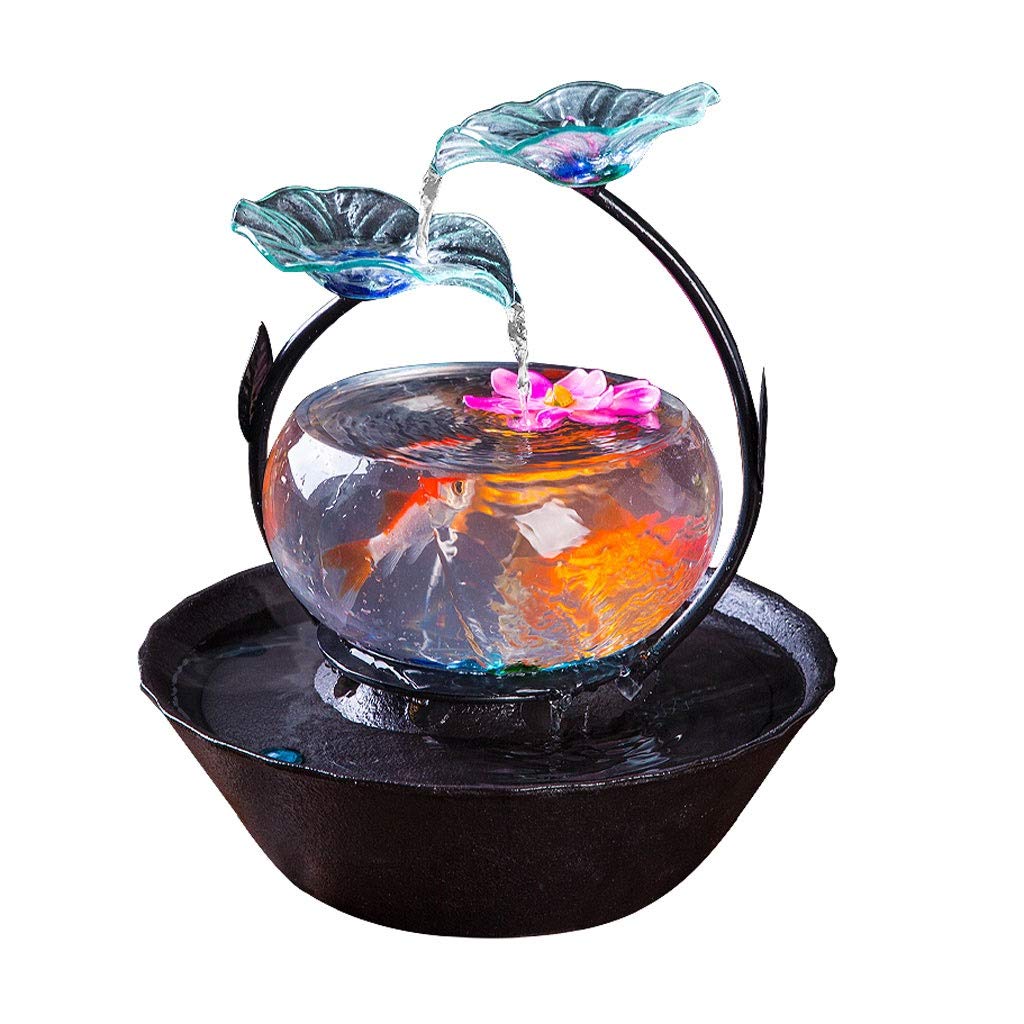 AVEO European Ceramic Water Fountain with Transparent Glass - Lucky Home & Office Decoration, Desktop Water Feature for Relaxation, Feng Shui, and Aquarium Fish Tank Display (Color: A)