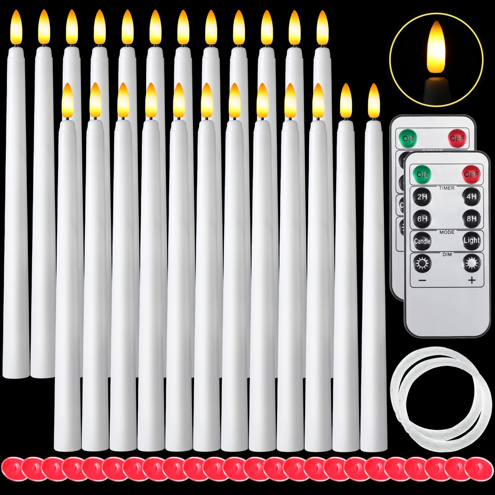 Flameless LED Taper Candles 24-Pack with Remote - Wedding & Holiday Decor