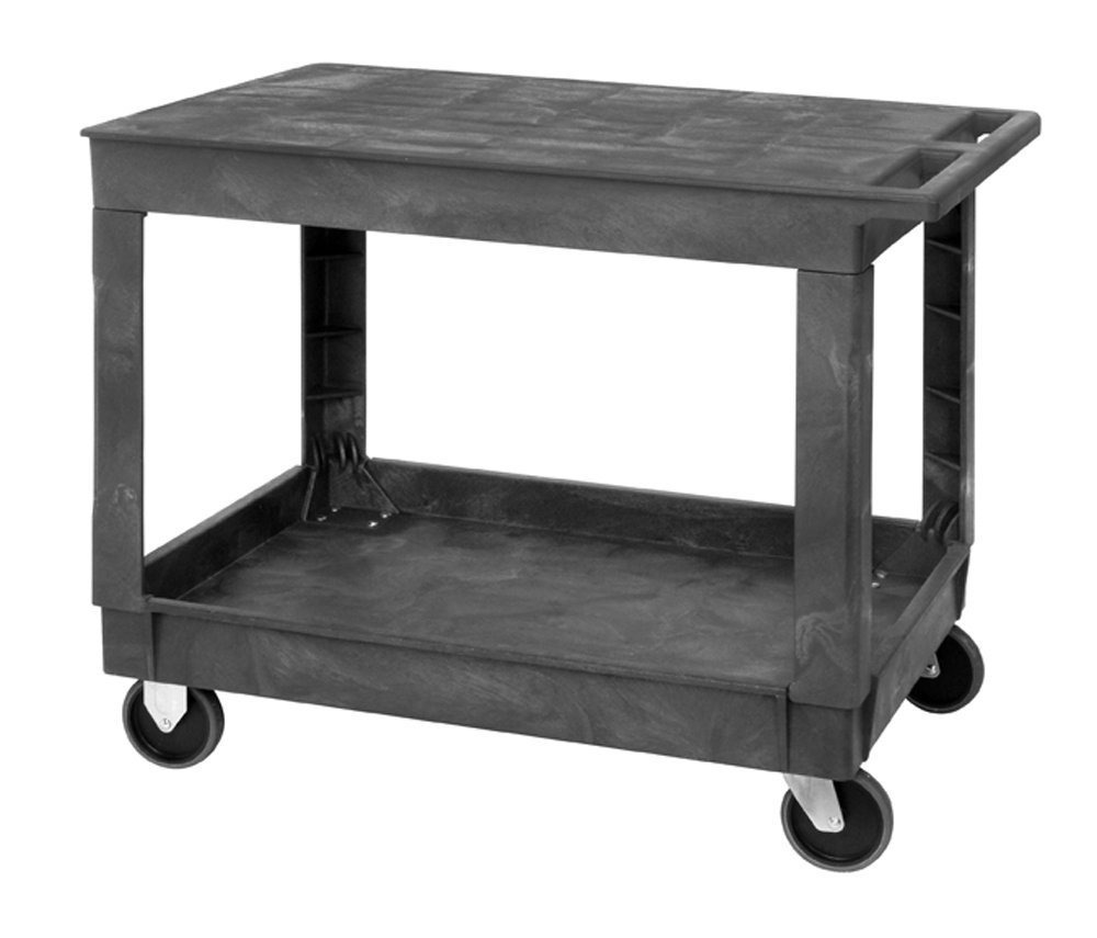 Heavy-Duty Plastic Utility Cart with 550 lbs Capacity - 2-Shelf Mobile Dolly for Restaurant, Healthcare & Warehouse Use | 40