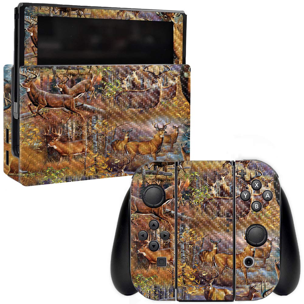 Premium Carbon Fiber Skin for Nintendo Switch - Deer Pattern | Protective & Durable Textured Cover | Easy to Apply & Remove | Made in USA | Perfect for Gaming Protection & Style Enhancement