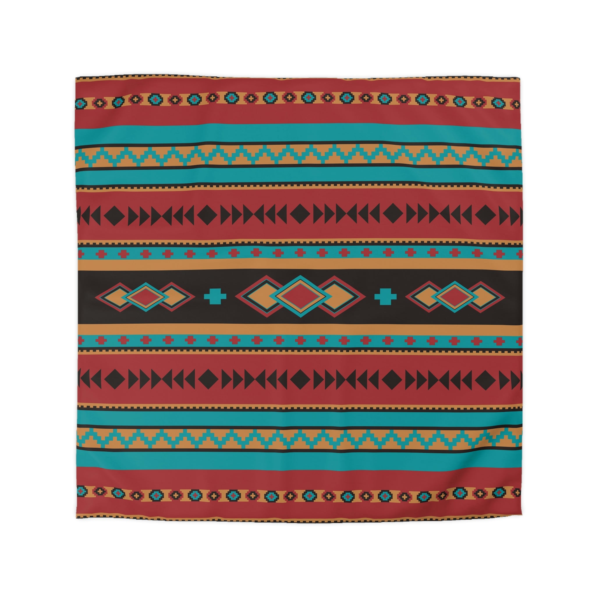 Southwestern Microfiber Duvet Cover - Desert Jewel Pattern Rustic Bedding Set for Queen/King Size - Soft Breathable Bedroom Decor for Cozy Cabin, Farmhouse or Boho Chic Home