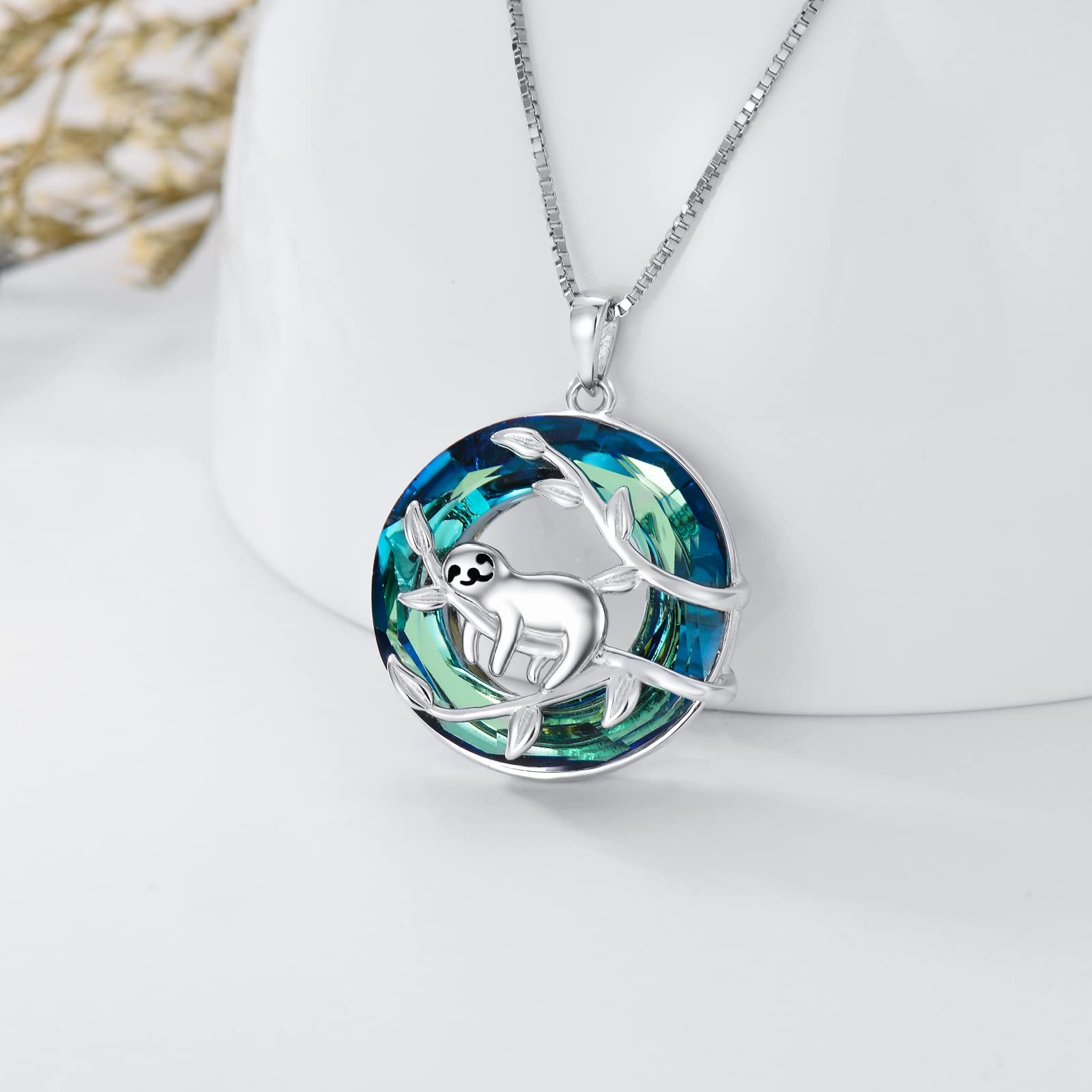 POPKIMI Sterling Silver Sloth Pendant Necklace - S925 Sloth Jewelry for Women, Cute Animal Necklace Gift for Birthday, Christmas, Anniversary - Perfect for Casual Wear, Gift Giving & Animal Lovers
