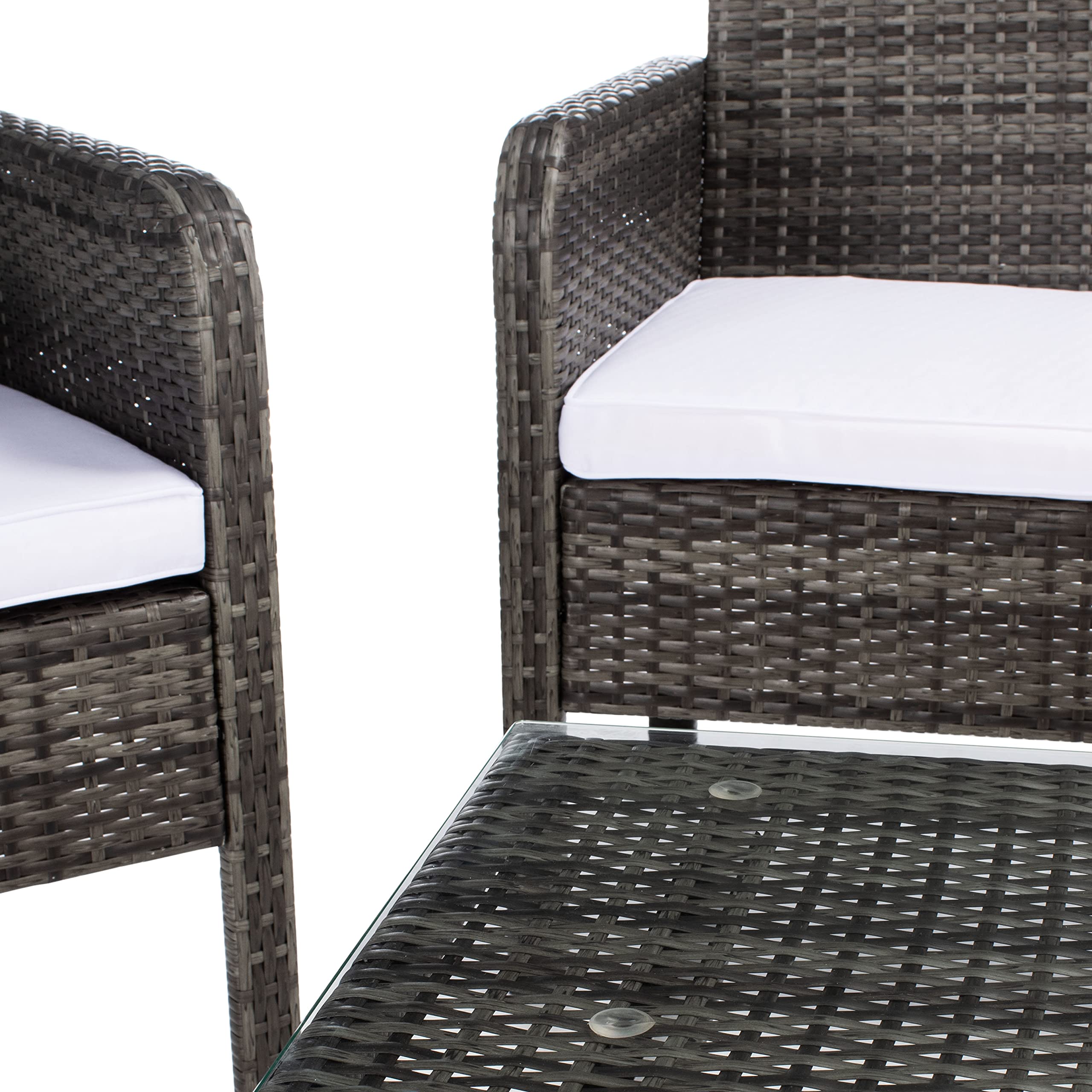 SAFAVIEH Outdoor Collection Aboka Grey Brown/White 4-Piece Patio Cushion Set - Water-Resistant Conversation Furniture Cushions for Garden, Deck, Poolside & Backyard Relaxation (PAT7505C)