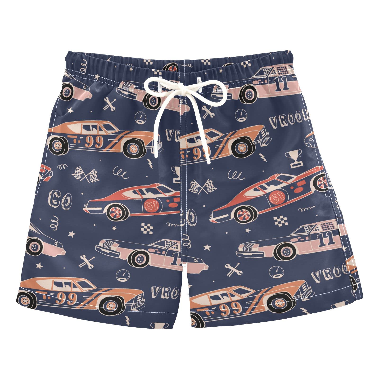 Boys Racing Cars Swim Trunks - Muscle Cars Pattern Toddler Beach Board Shorts for Summer, Kids Swimsuit 2T - Perfect for Pool, Beach & Water Play