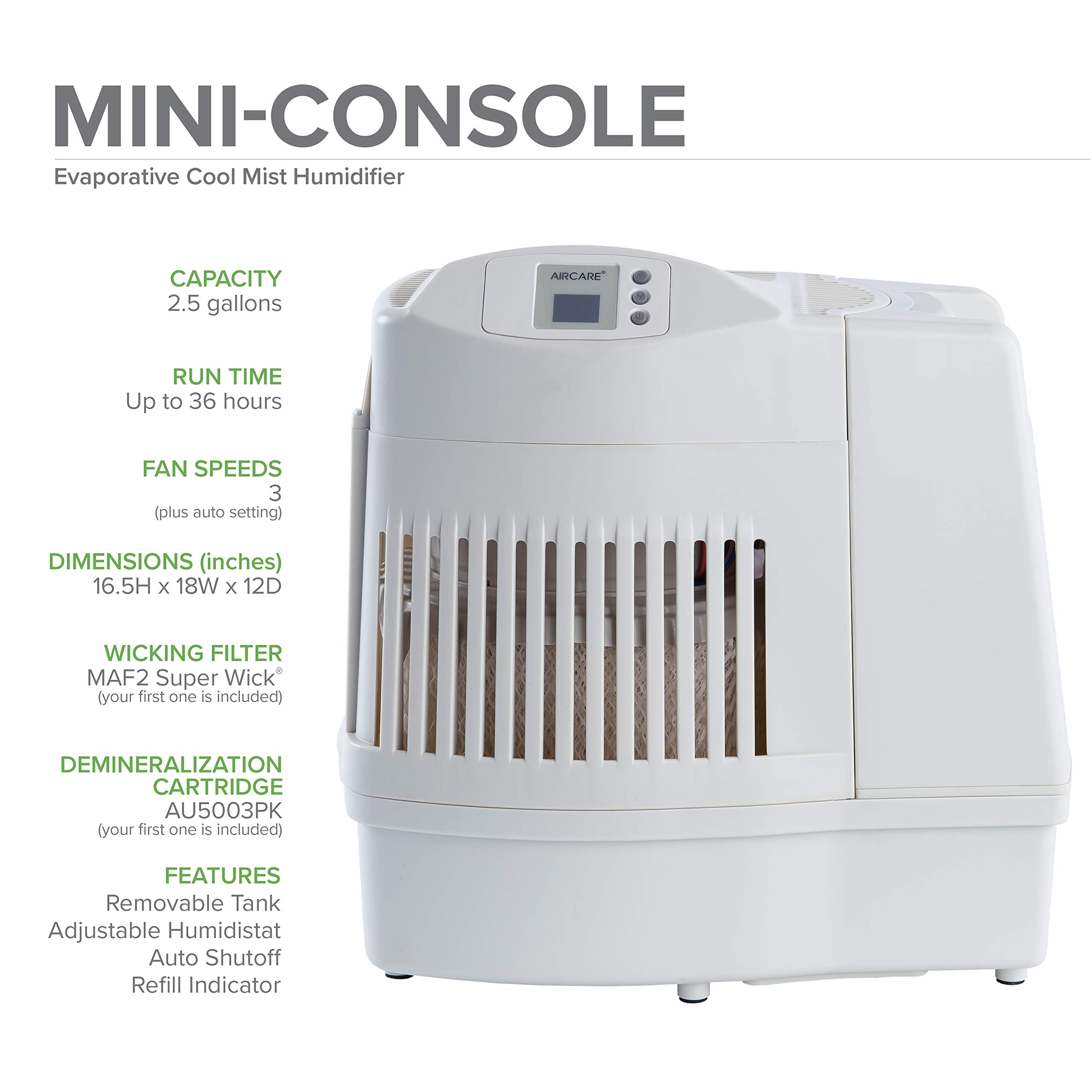 AIRCARE MA Whole-House Console-Style Evaporative Humidifier for Large Rooms - Quiet Ultrasonic Humidification System with Digital Display - Perfect for Bedroom, Living Room & Office Use