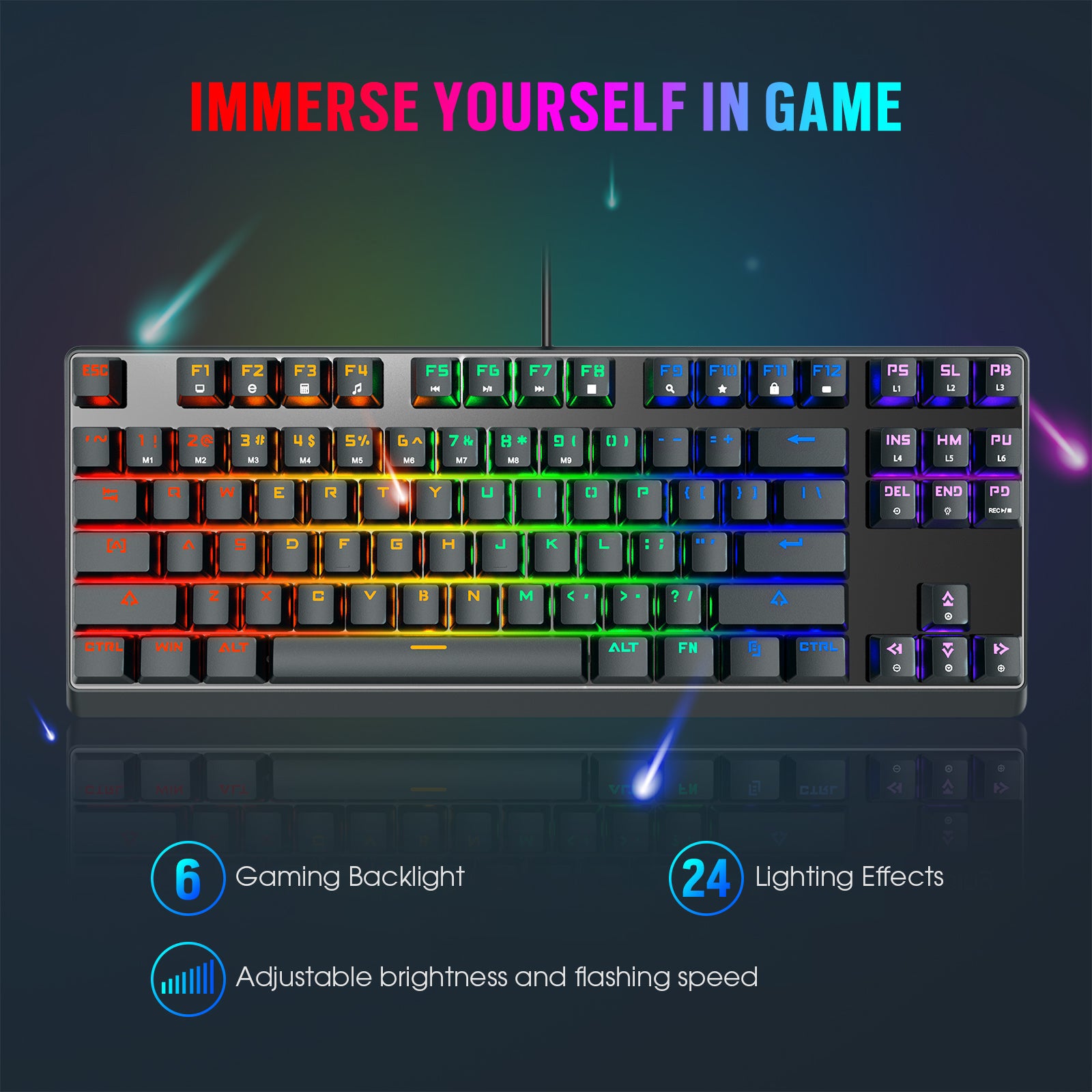 87-Key Wired Mechanical Gaming Keyboard - RGB Backlit, Anti-Ghosting, Ergonomic Design for PC, Mac, PS4, PS5 - Perfect for FPS, MOBA & Esports Gaming