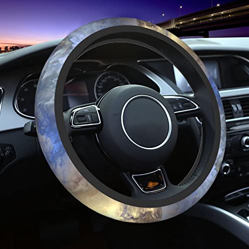 Abstract Blue and Gold Steering Wheel Cover