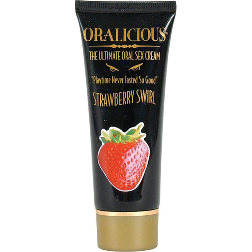 Hott Products Oralicious Oral Sex Cream - 2oz Strawberry Swirl Flavored Lubricant for Enhanced Intimacy & Pleasure - Perfect for Couples & Sensual Massage