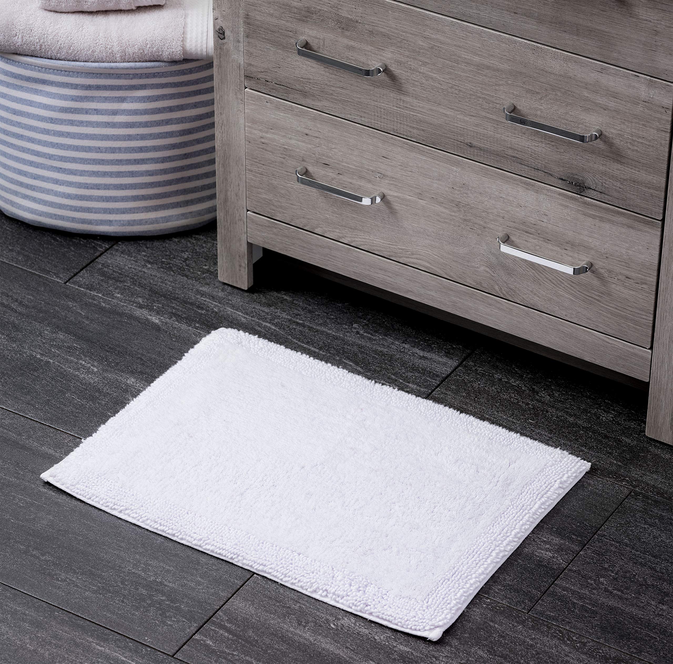 Premium Welhome 100% Turkish Cotton Bath Mat - Ultra Soft & Thick Luxury Bathroom Rug - Highly Absorbent Quick-Dry Bath Mat for Spa & Hotel Style - 17